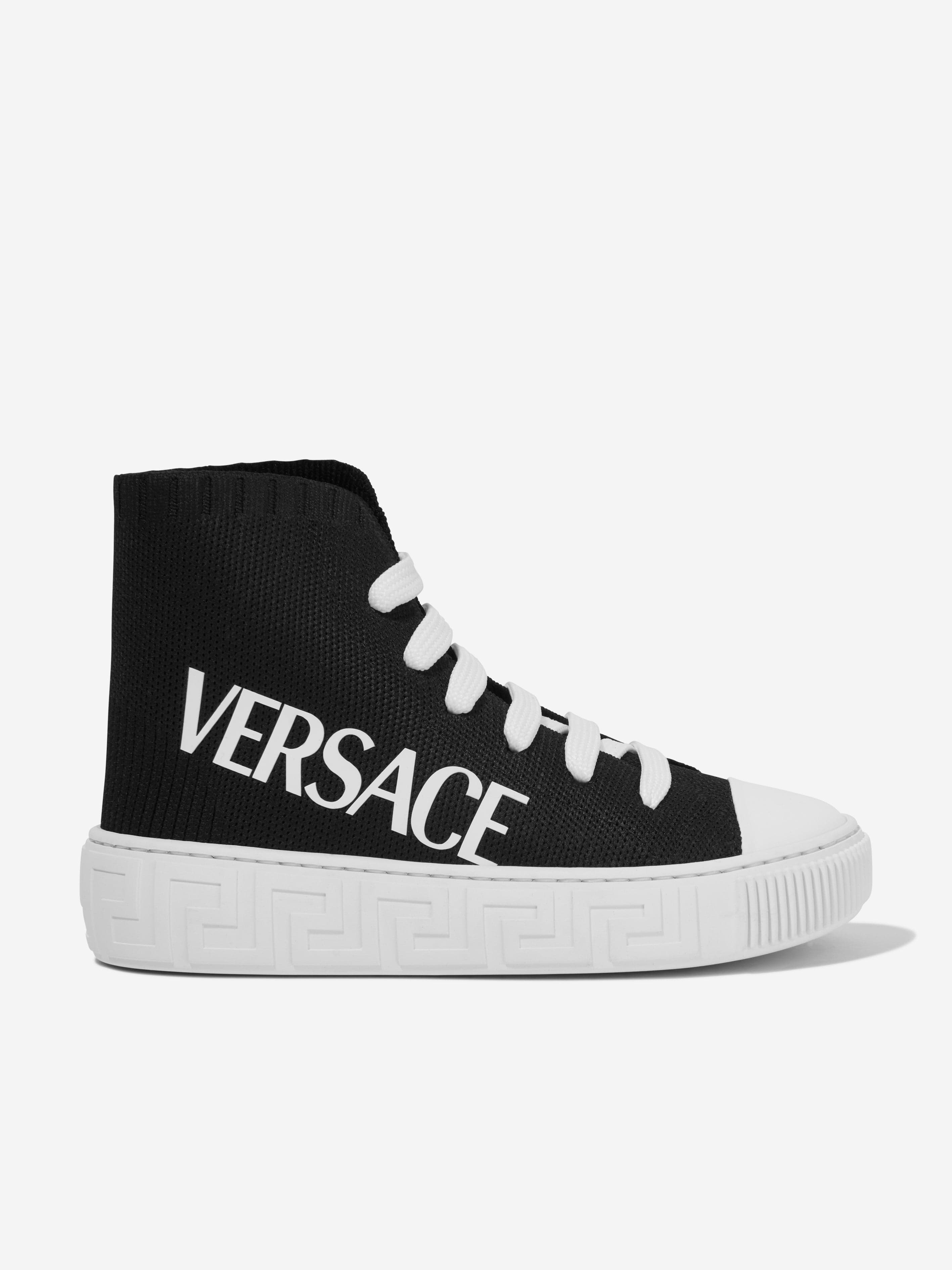 Versace Kids Logo High Top Trainers in Black