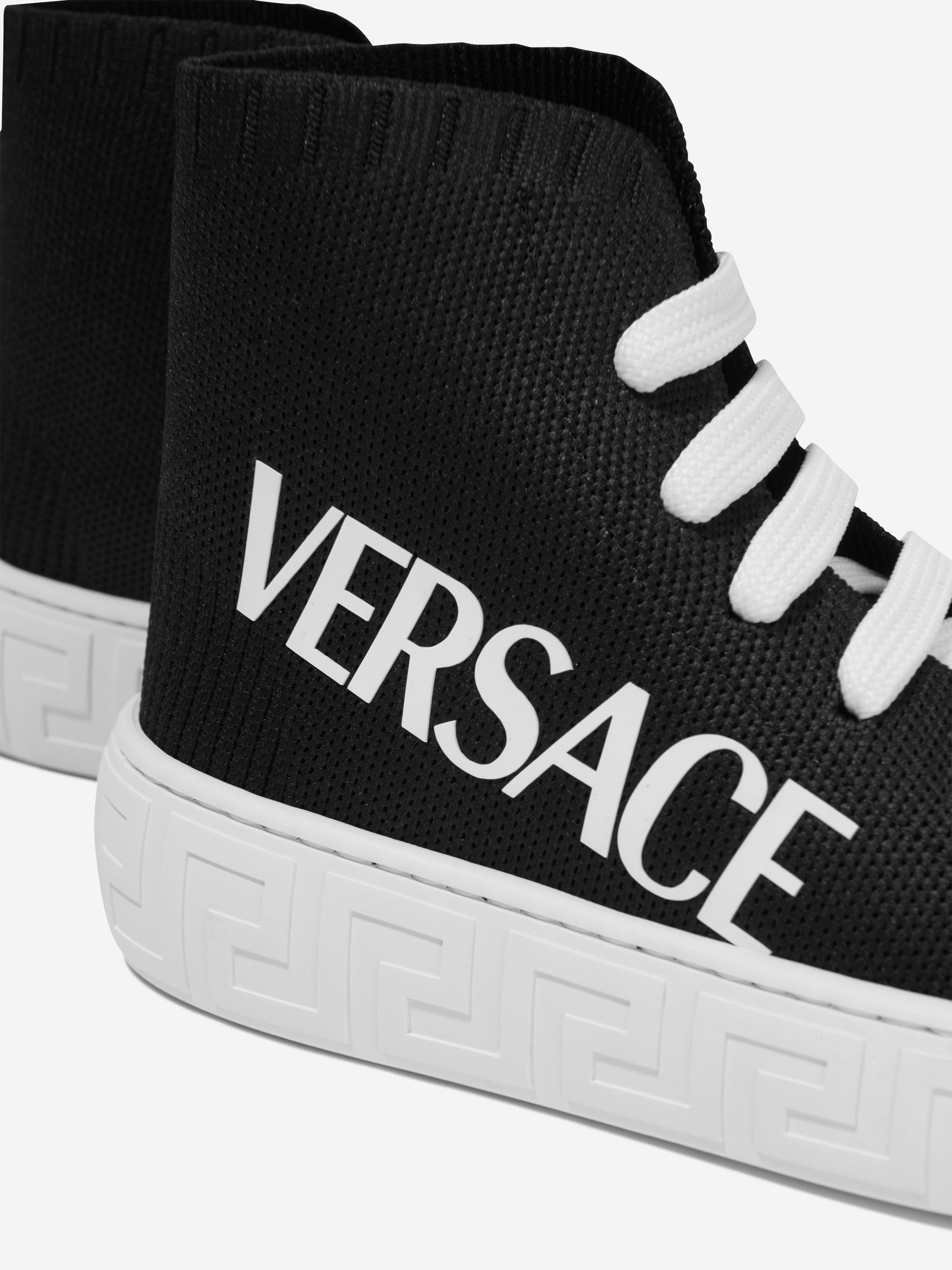 Versace Kids Logo High Top Trainers in Black