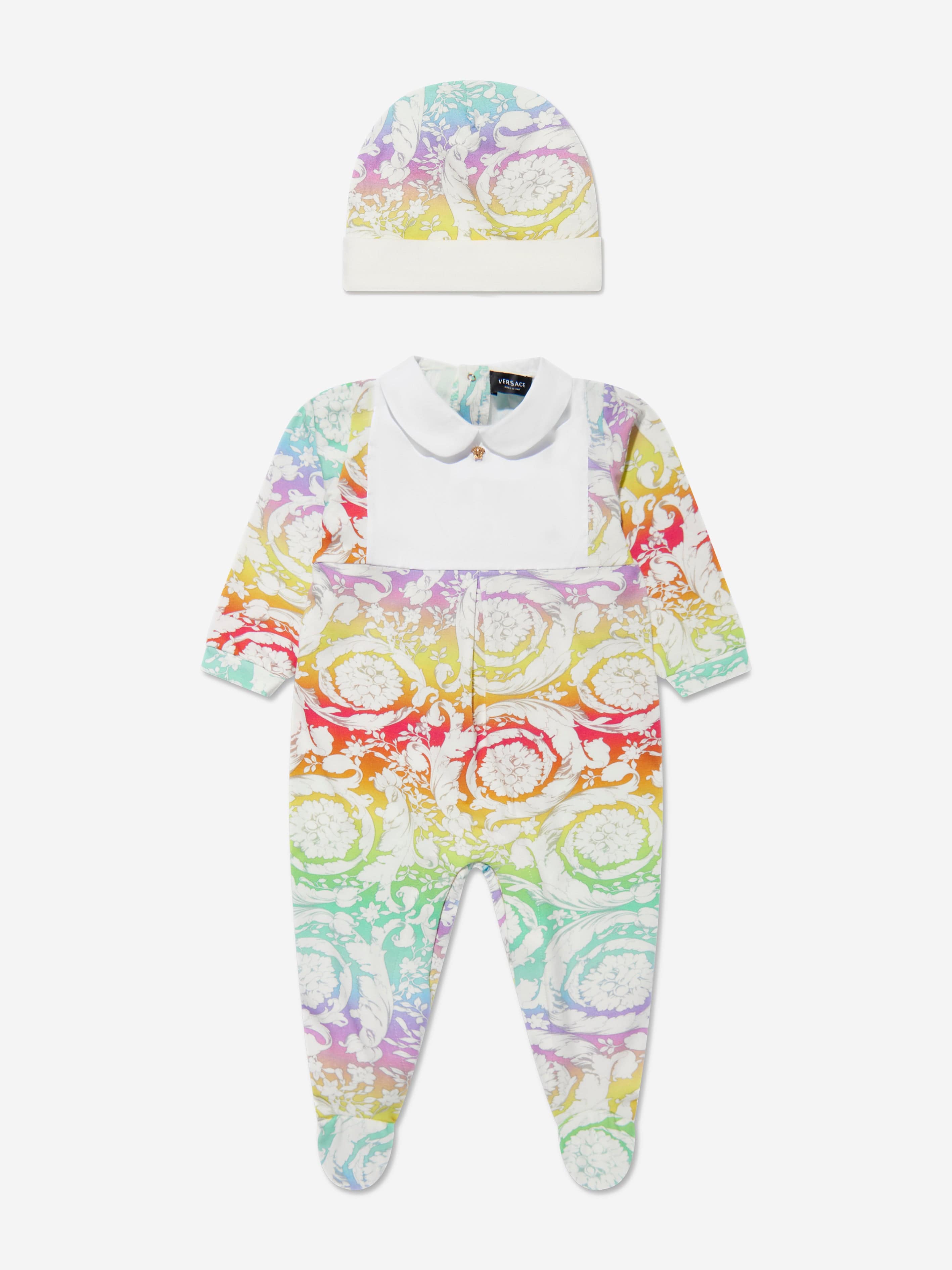 Versace Baby Logo Babygrow And Hat Gift Set in Multicolour