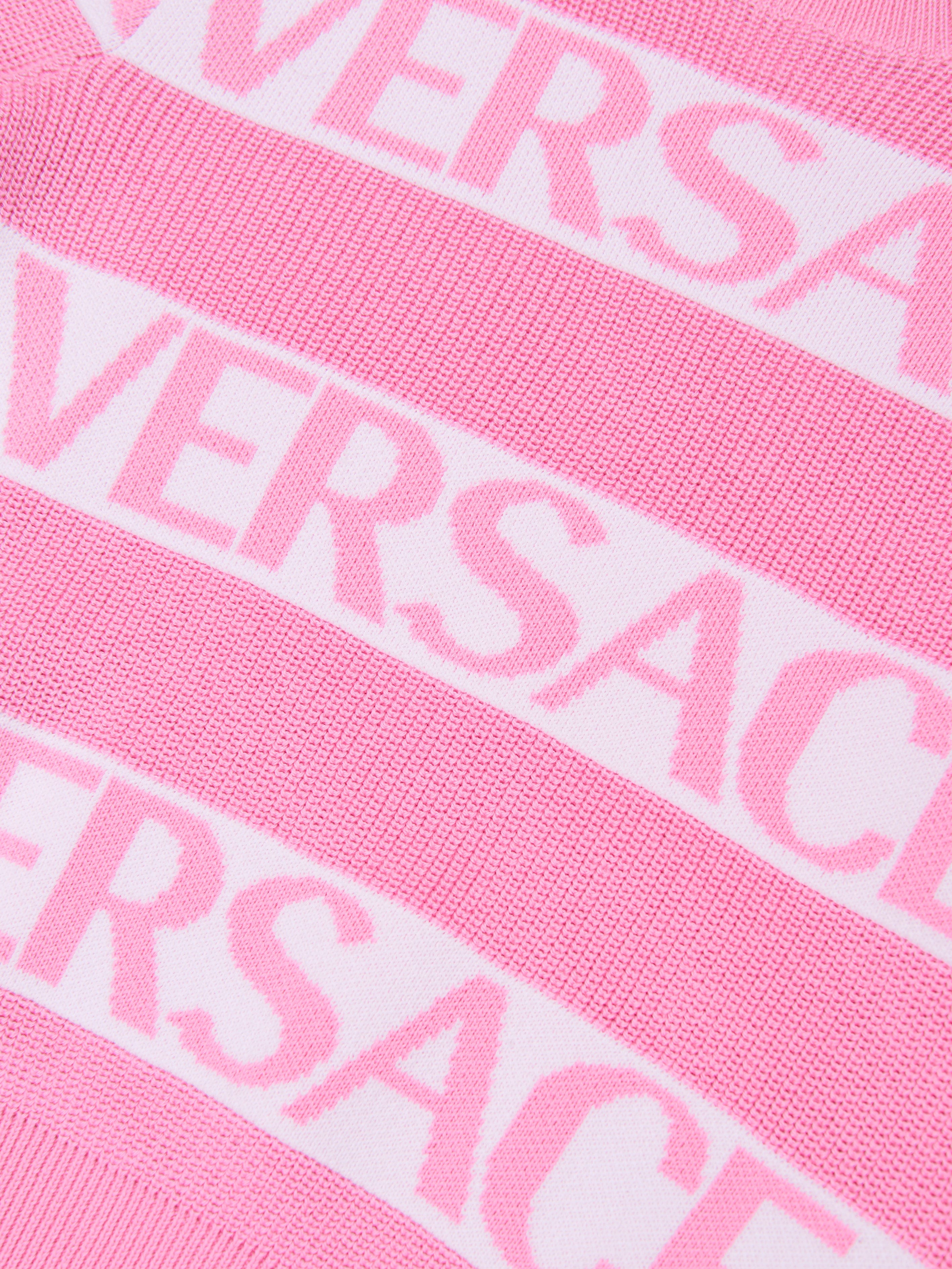 Versace Girls Striped Logo Jumper in Pink