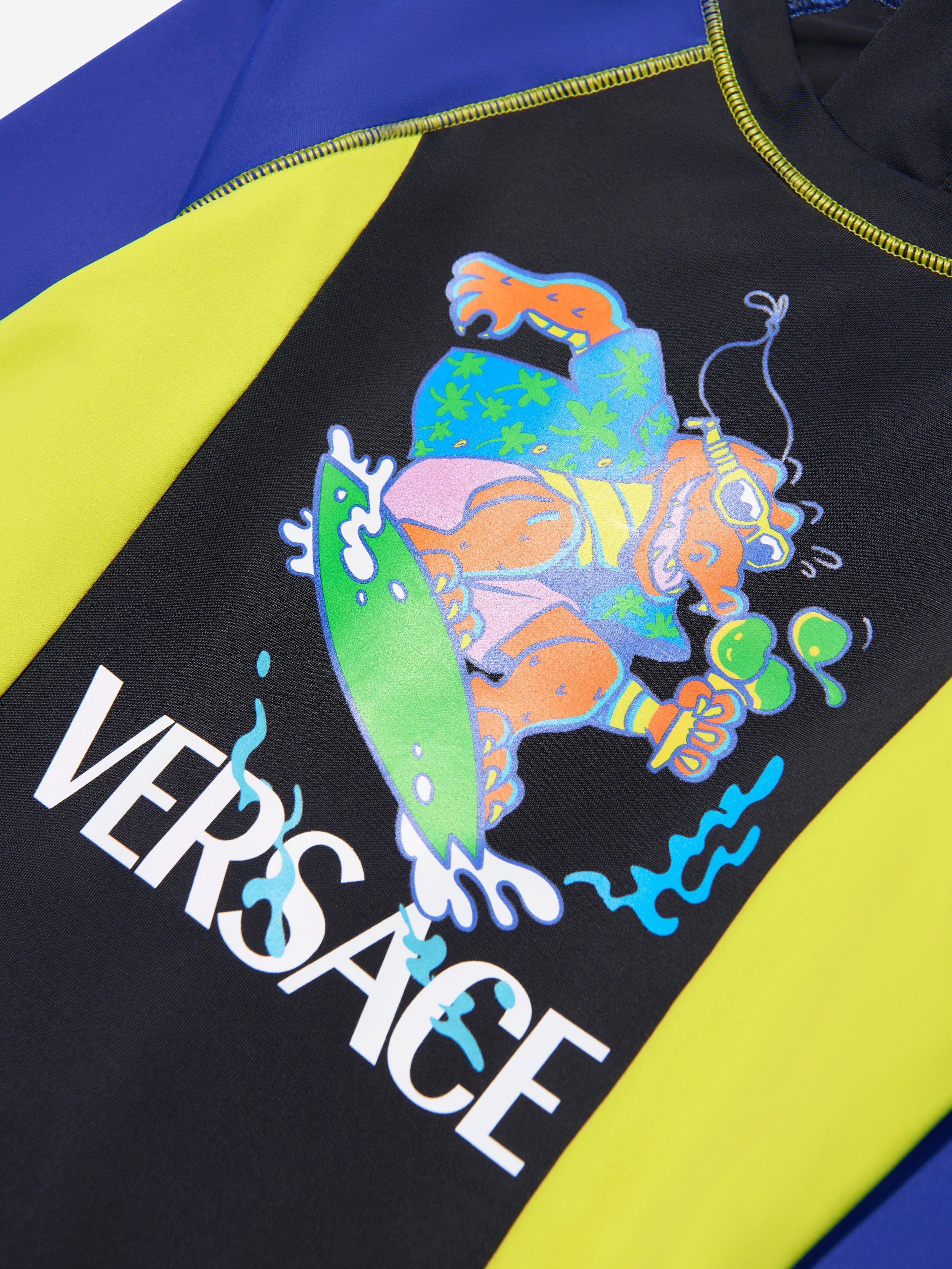 Versace Boys Crocodile Logo Wetsuit in Multicolour