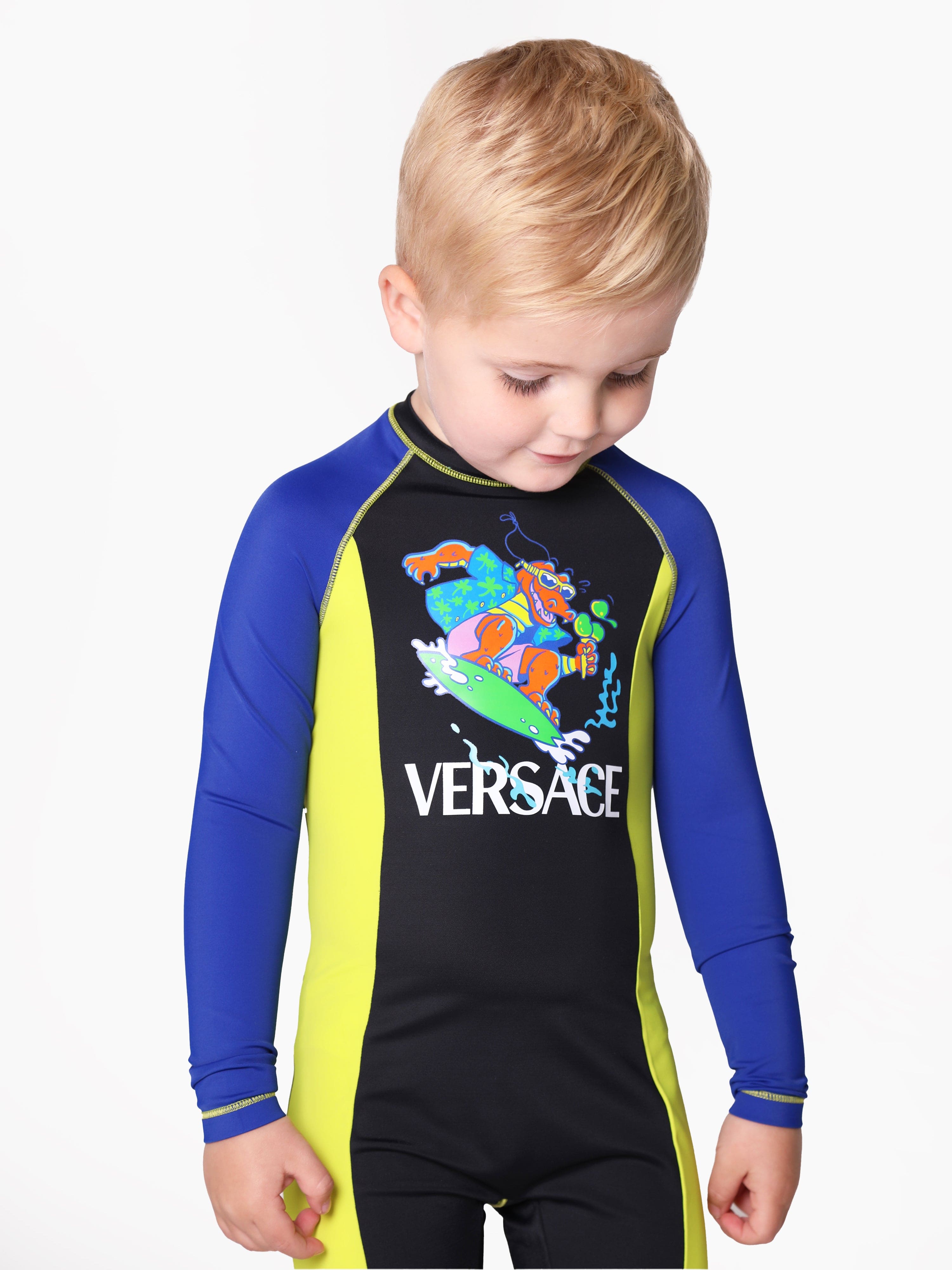 Versace Boys Crocodile Logo Wetsuit in Multicolour