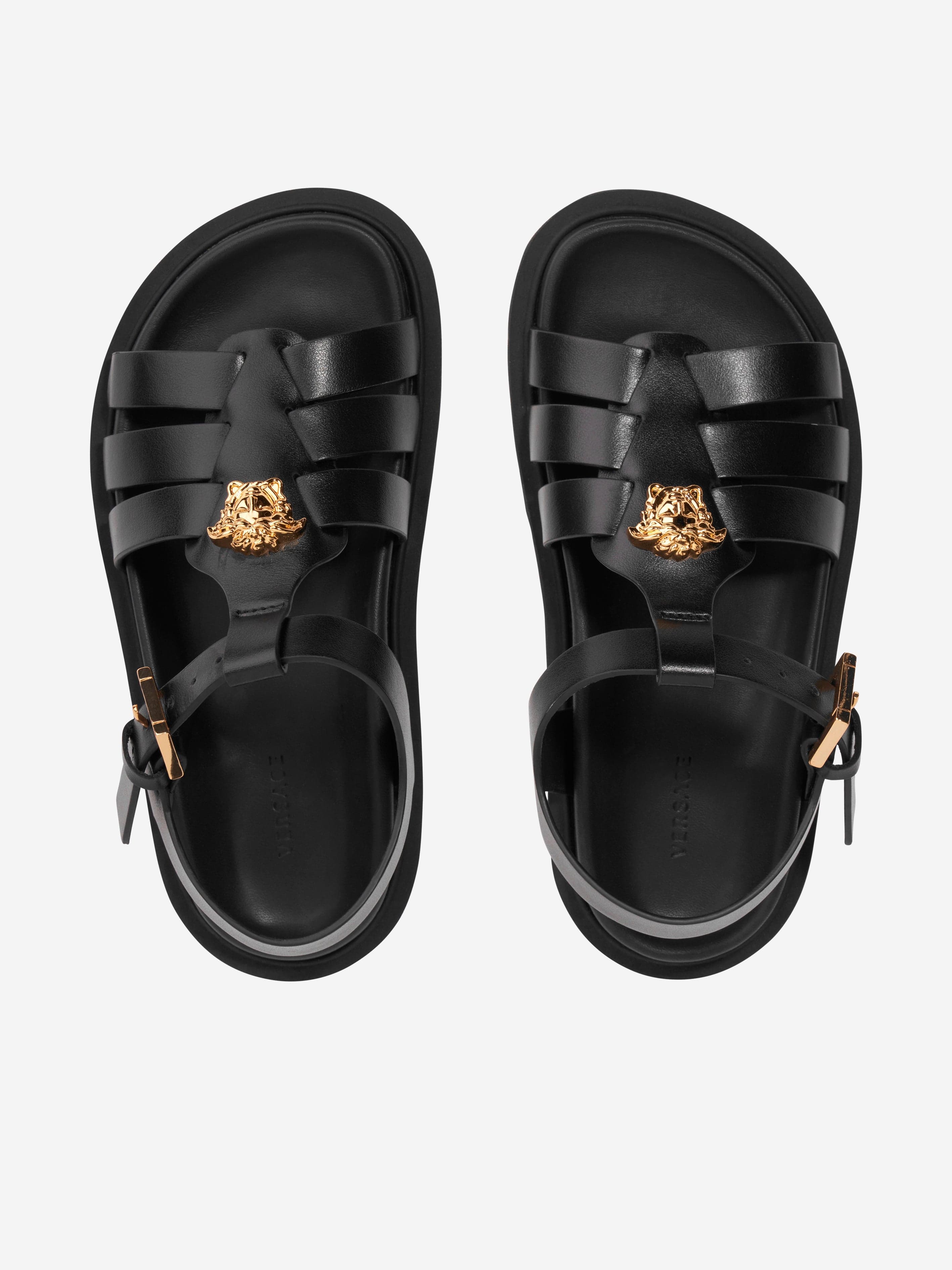 Versace Girls Leather Medusa Sandals in Black