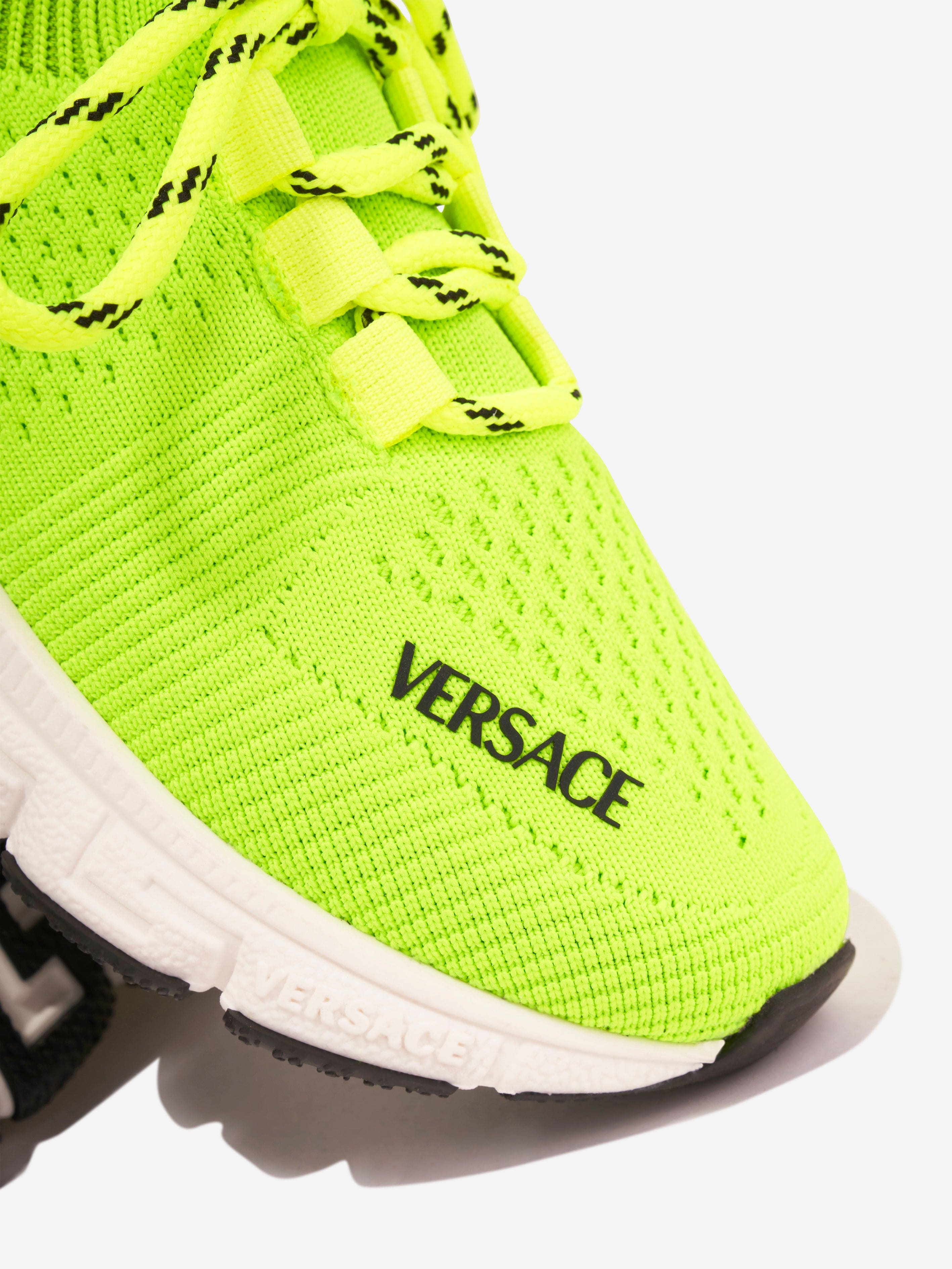 Versace Kids Logo Slip On Trainers in Neon Yellow