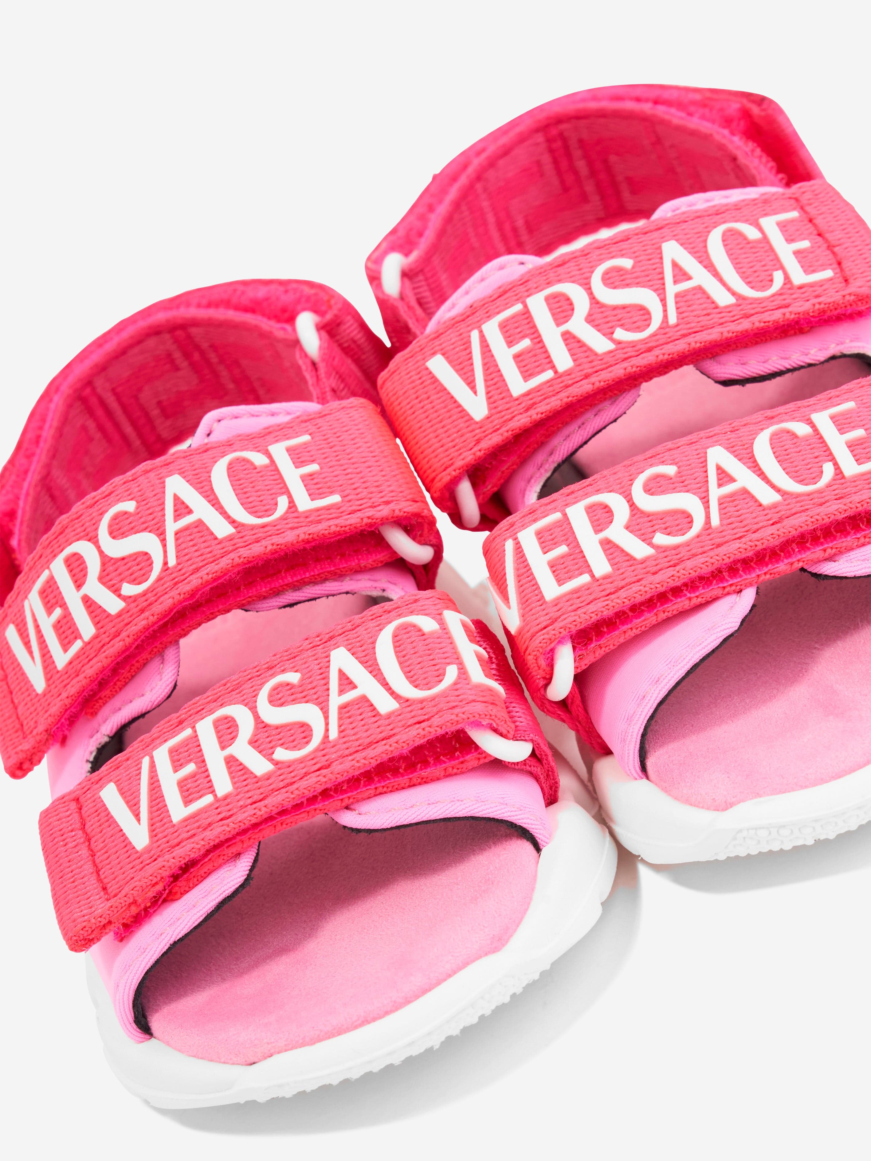 Versace Girls Logo Strap Sandals in Pink