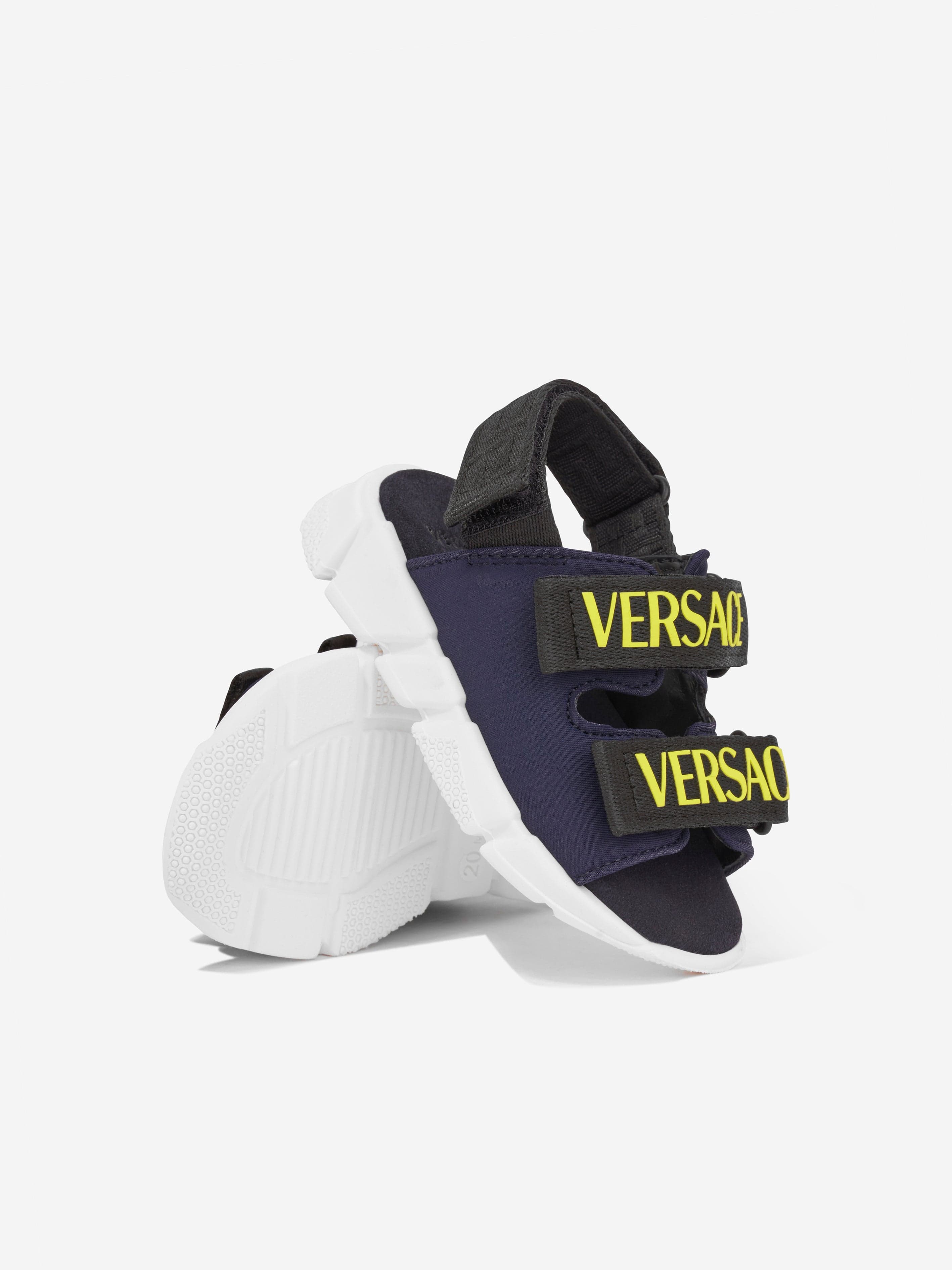 Versace Boys Logo Strap Sandals in Blue