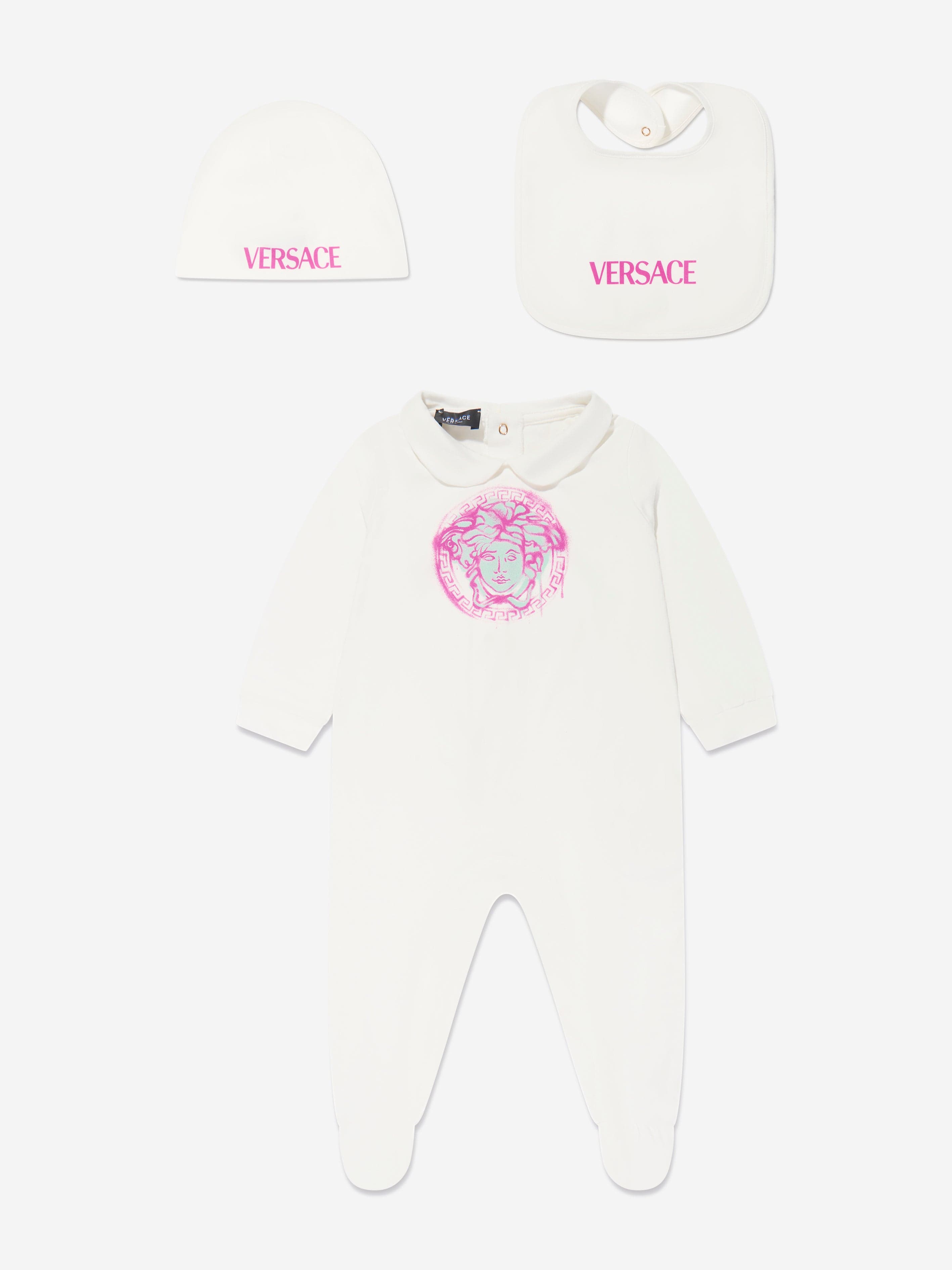 Versace Baby Girls Babygrow Gift Set (3 Piece) in White