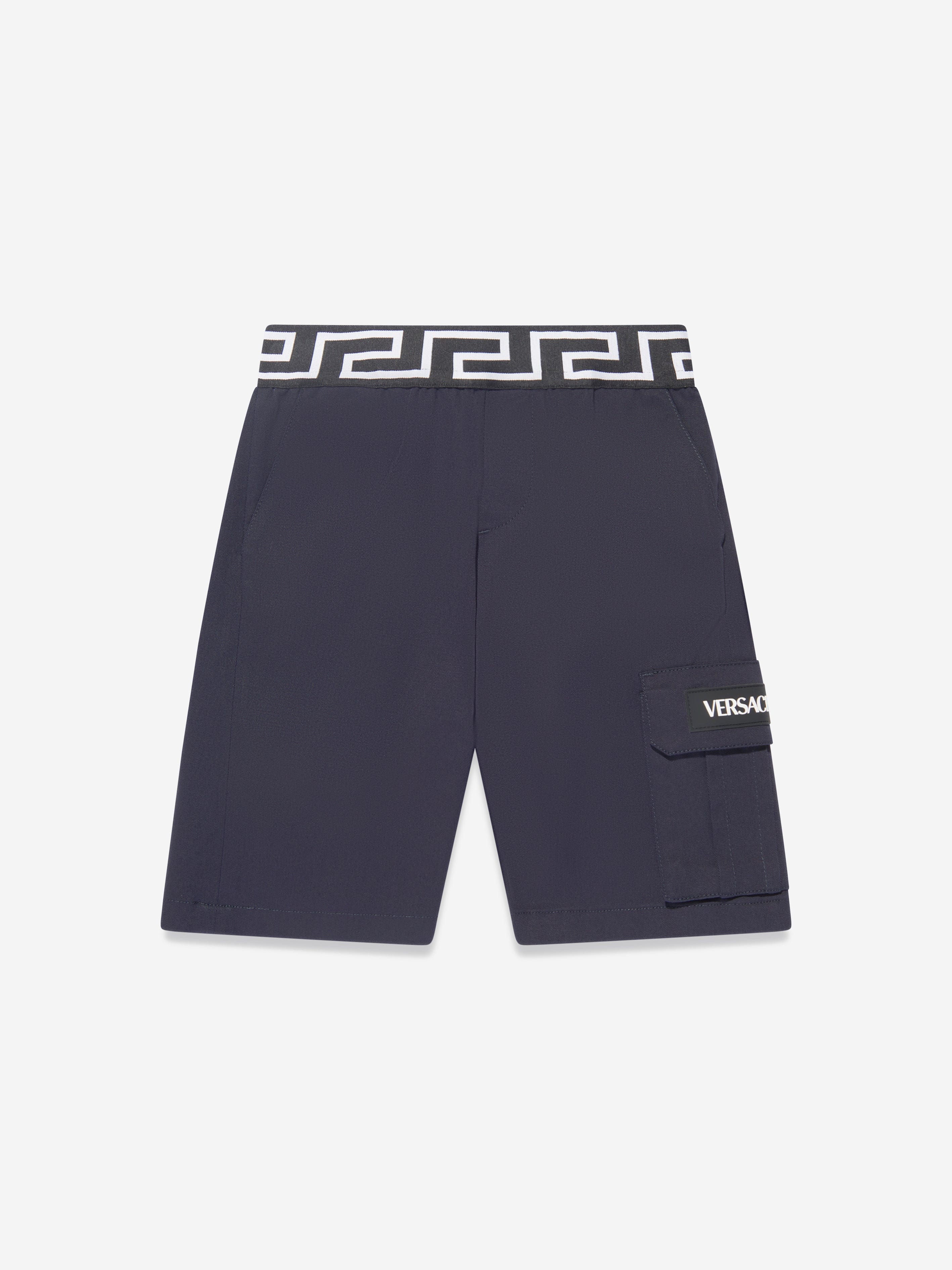 Versace Boys La Greca Pocket Shorts in Navy