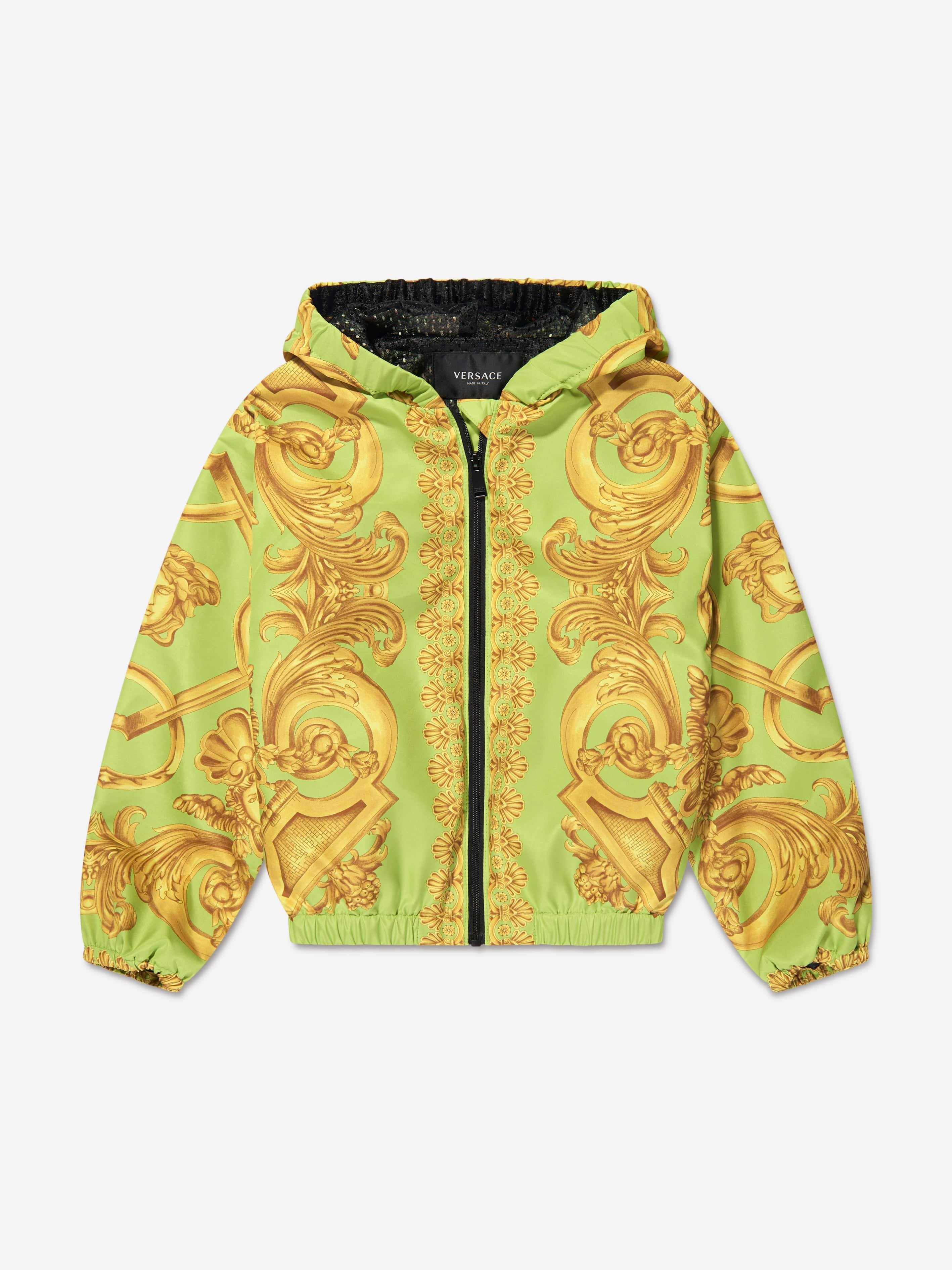 Versace Boys Barocco Zip Up Jacket in Lime