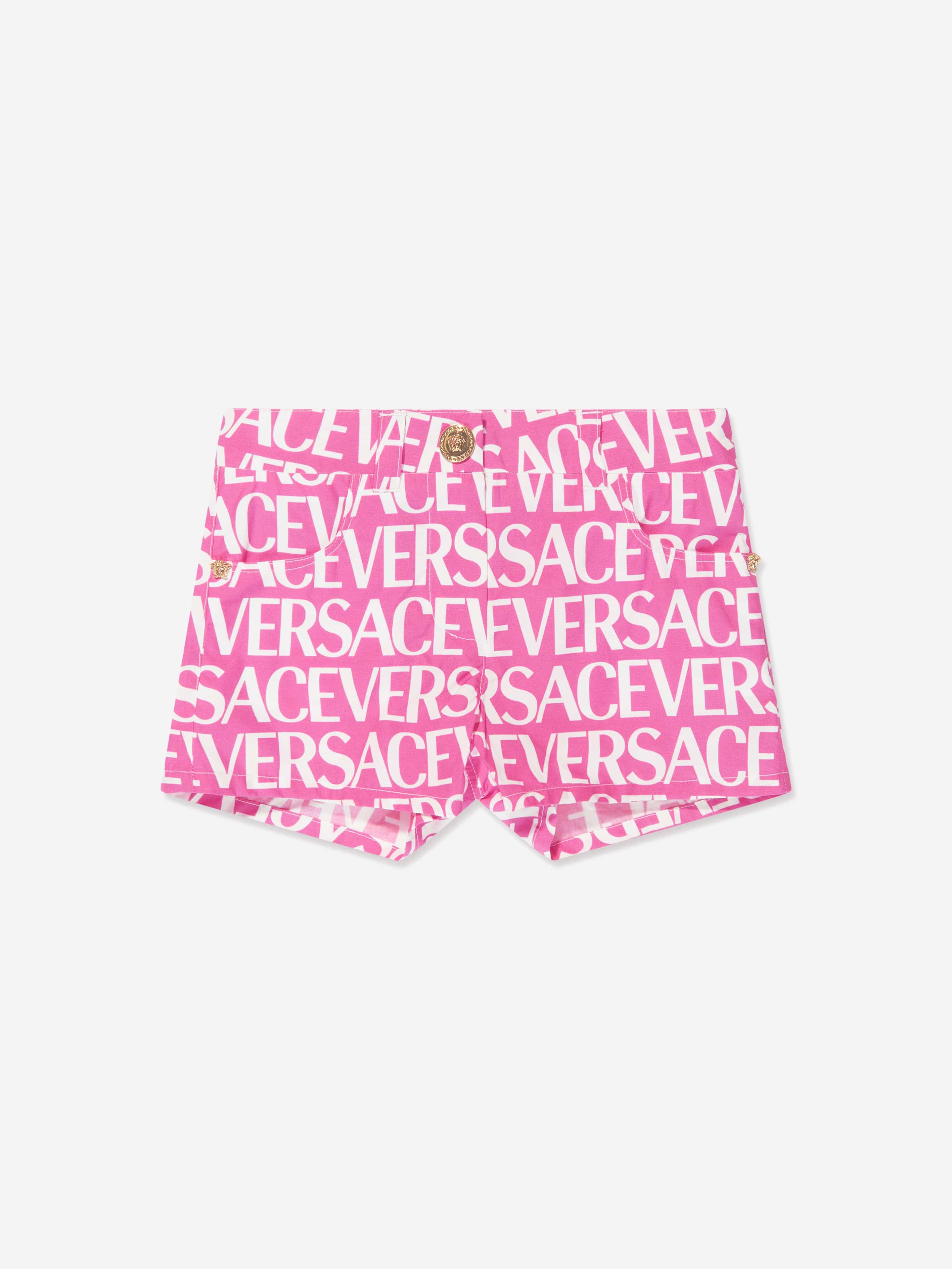 Versace Baby Girls Logo Print Shorts in Pink