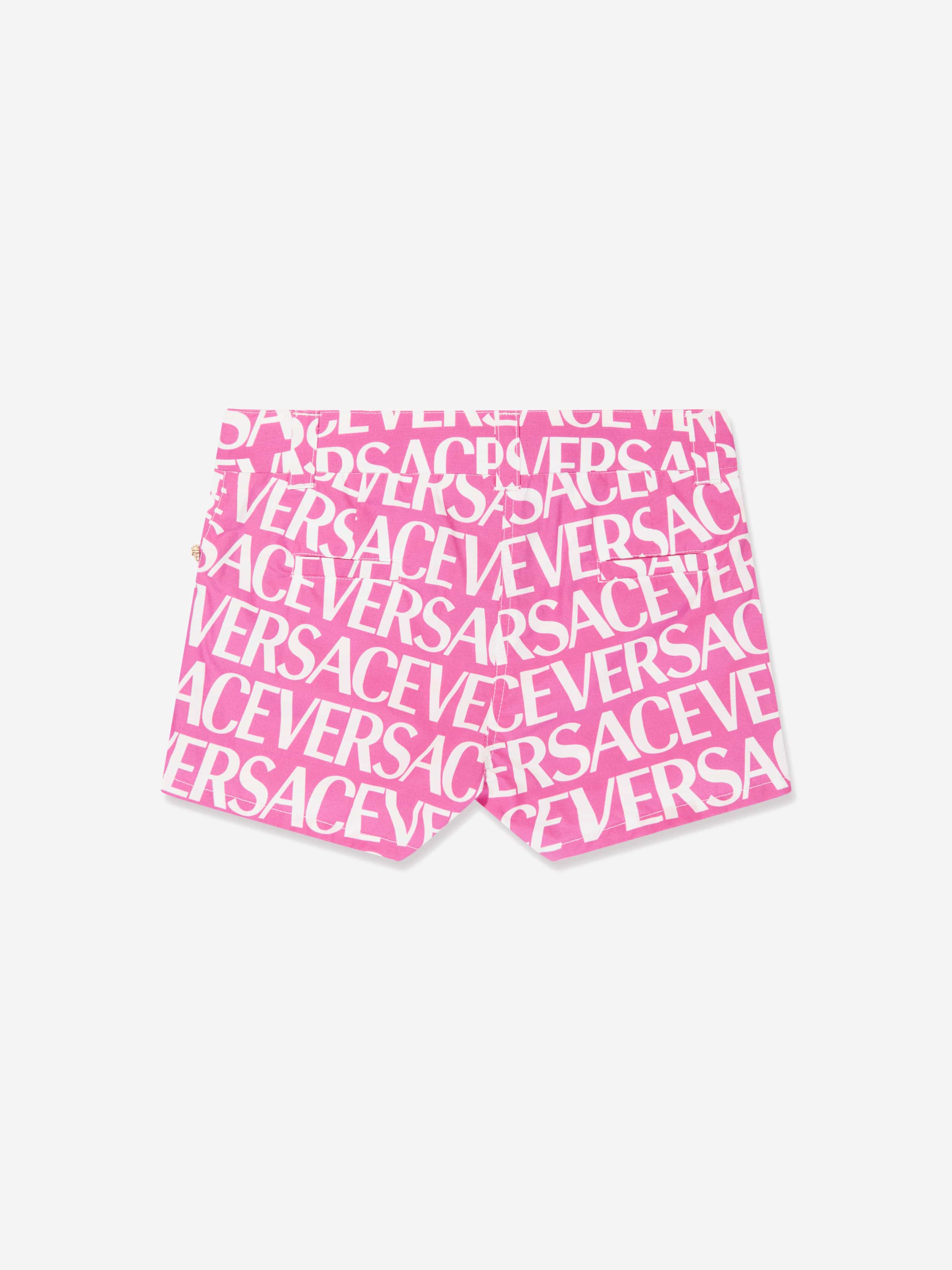 Versace Baby Girls Logo Print Shorts in Pink