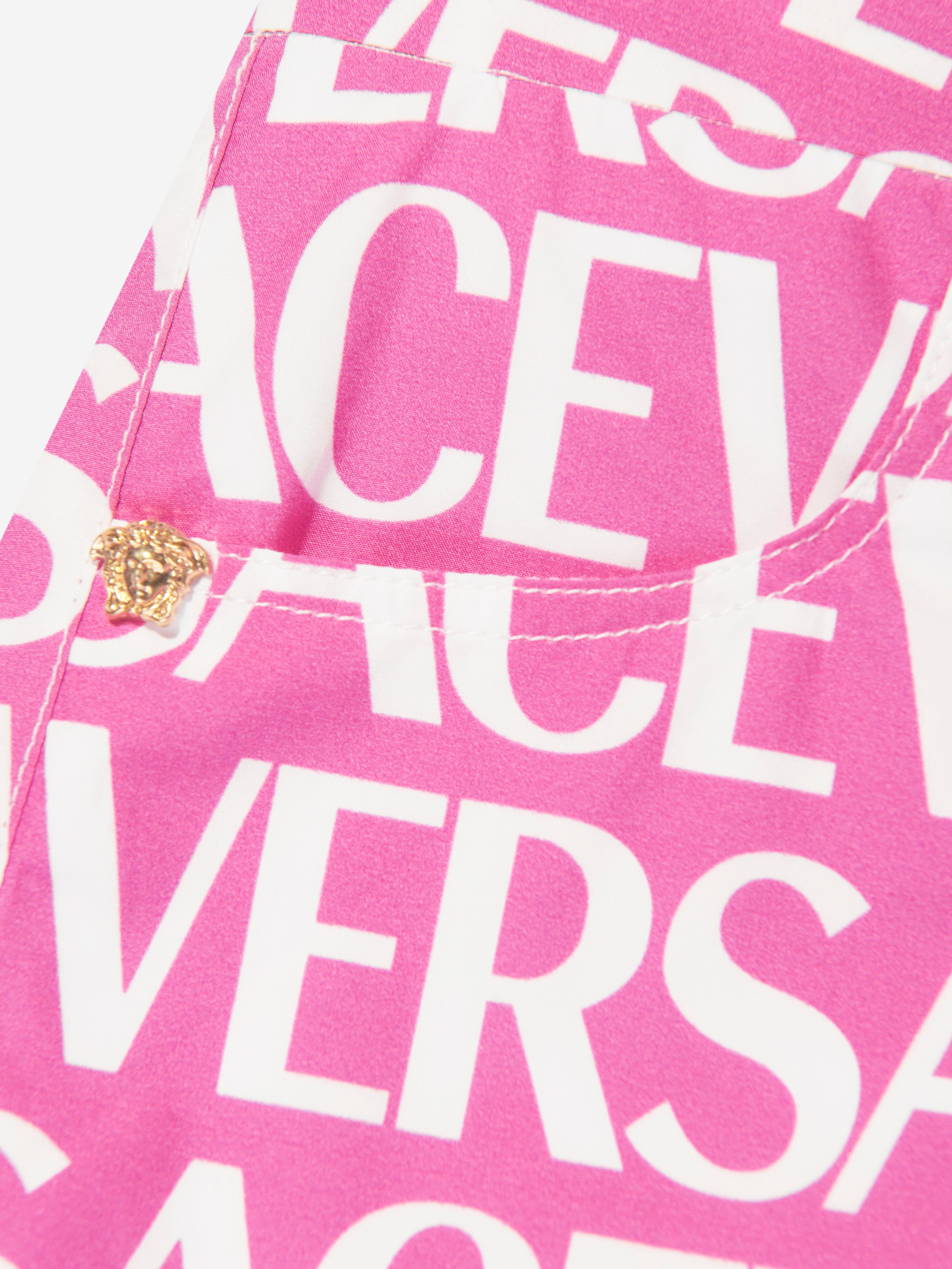 Versace Baby Girls Logo Print Shorts in Pink