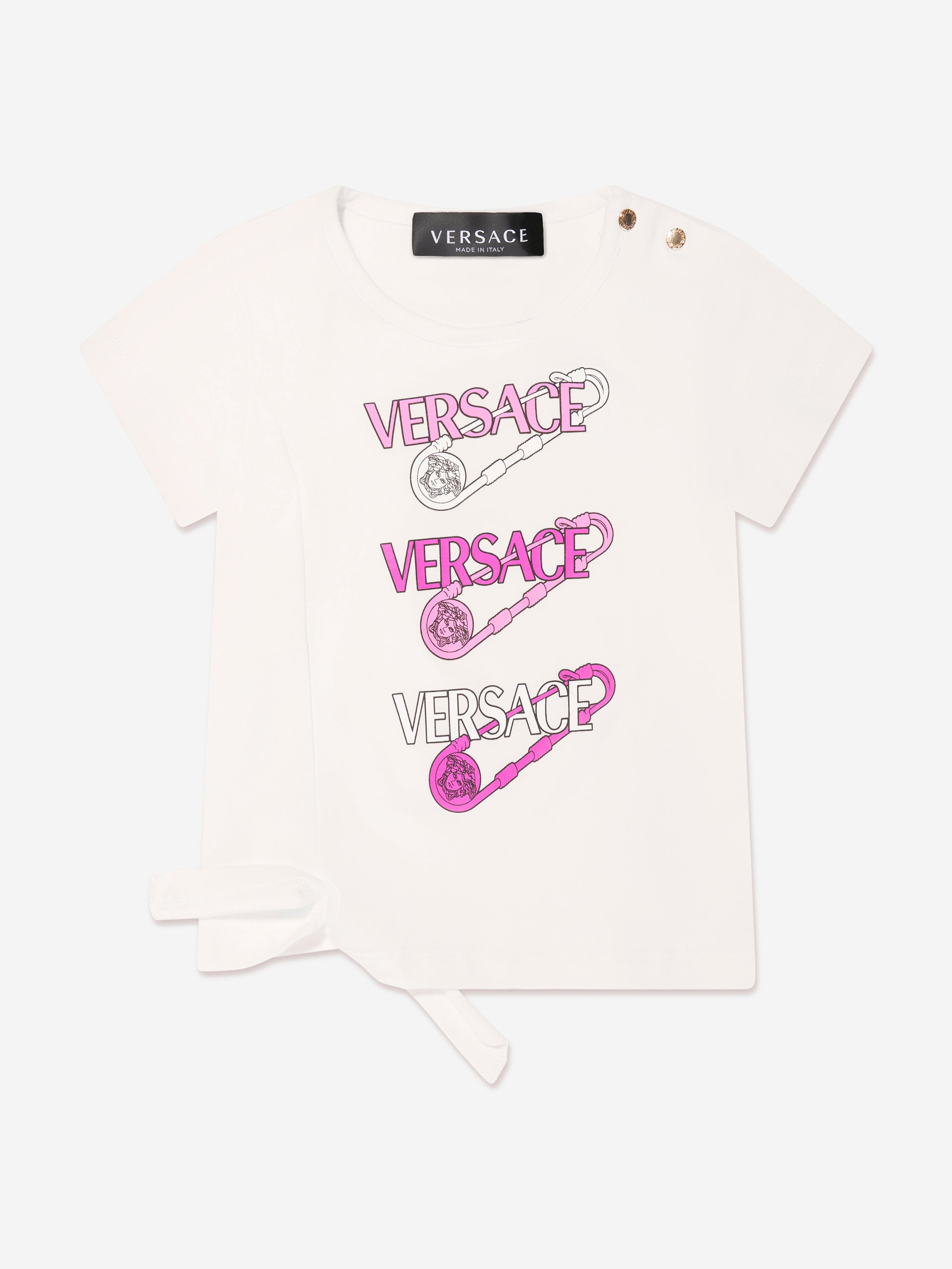 Versace Baby Girls Safety Pin T-Shirt in White