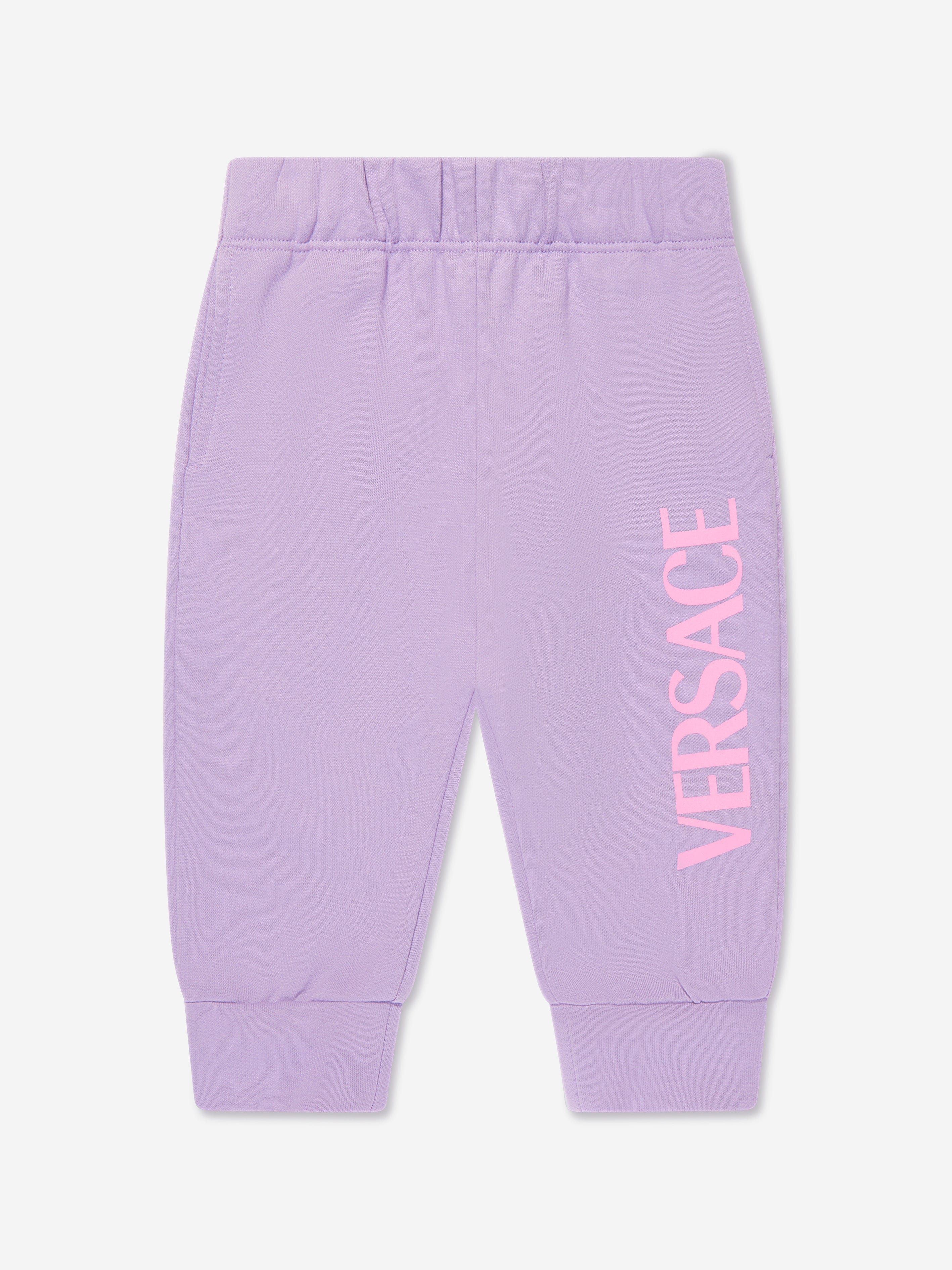 Versace Baby Girls Logo Joggers in Lilac