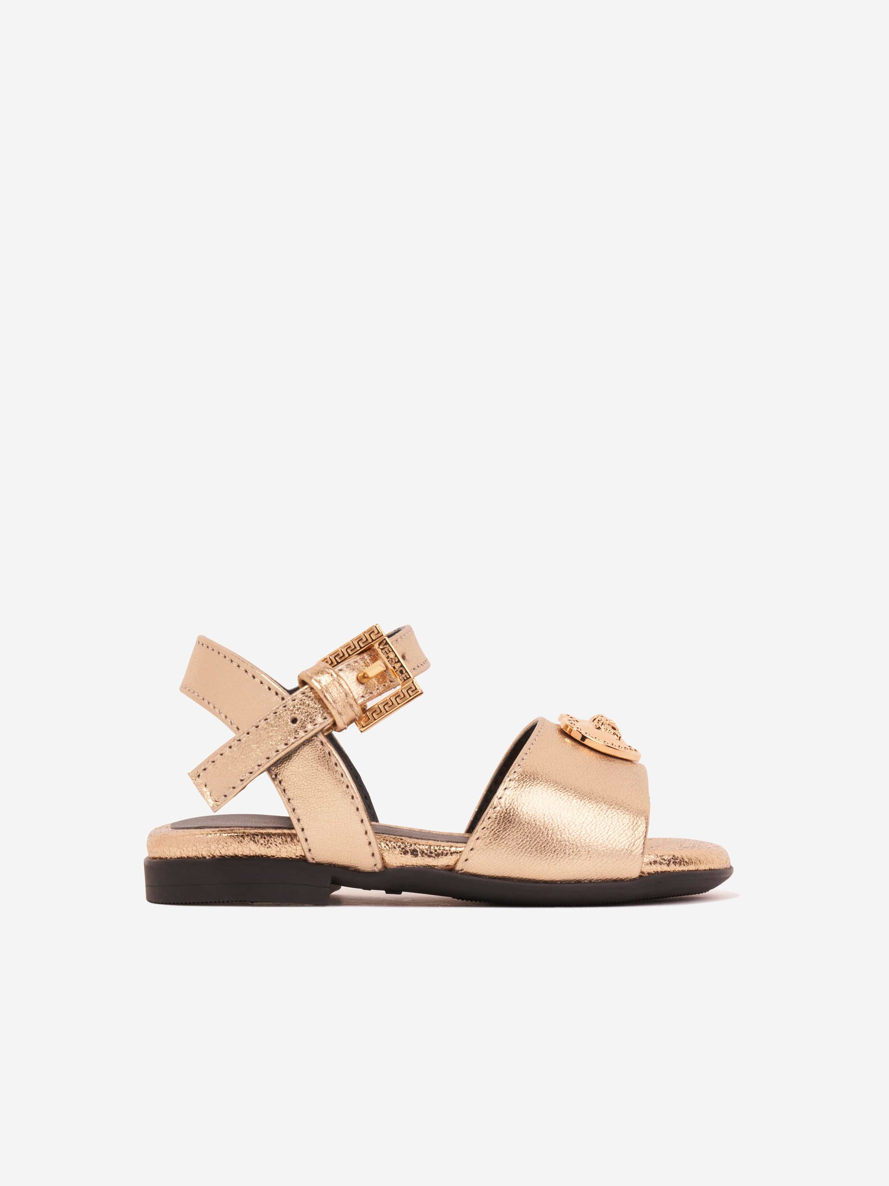 Versace Girls Heart Logo Sandals in Gold