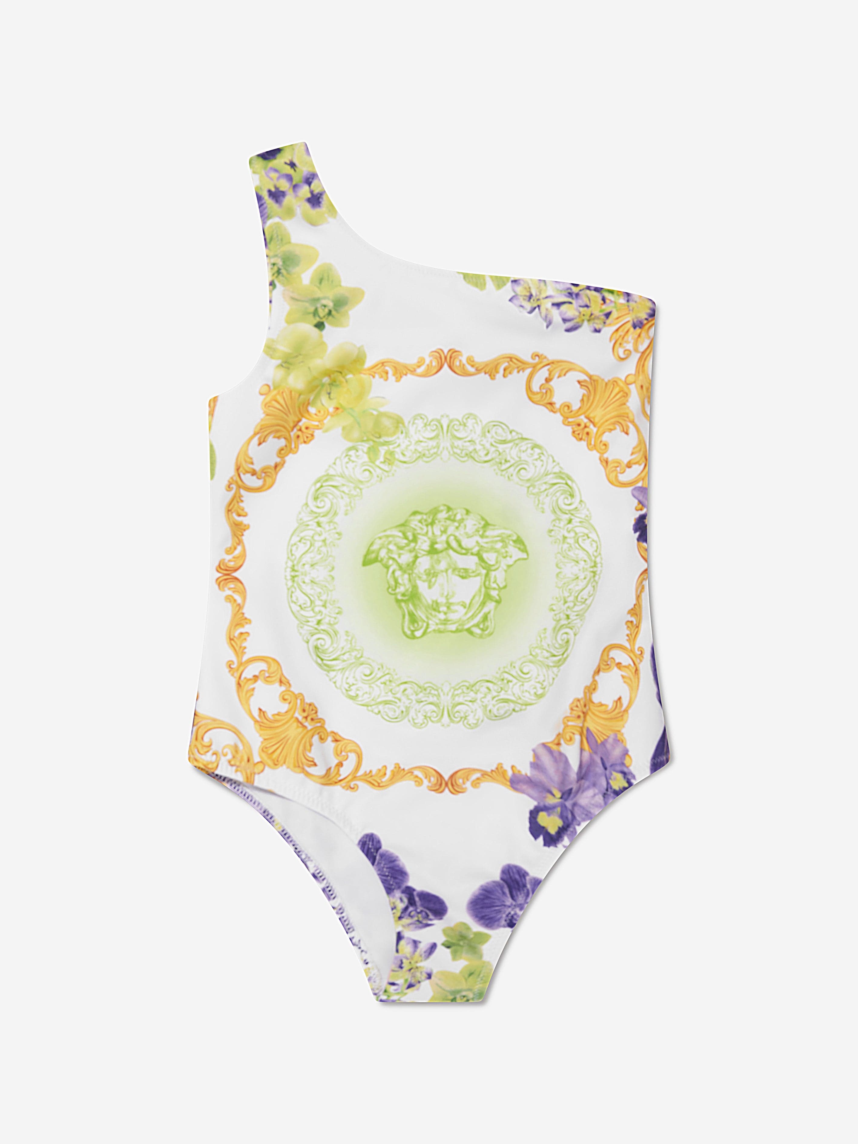 Versace Girls Orchid Logo Swimming Costume in White