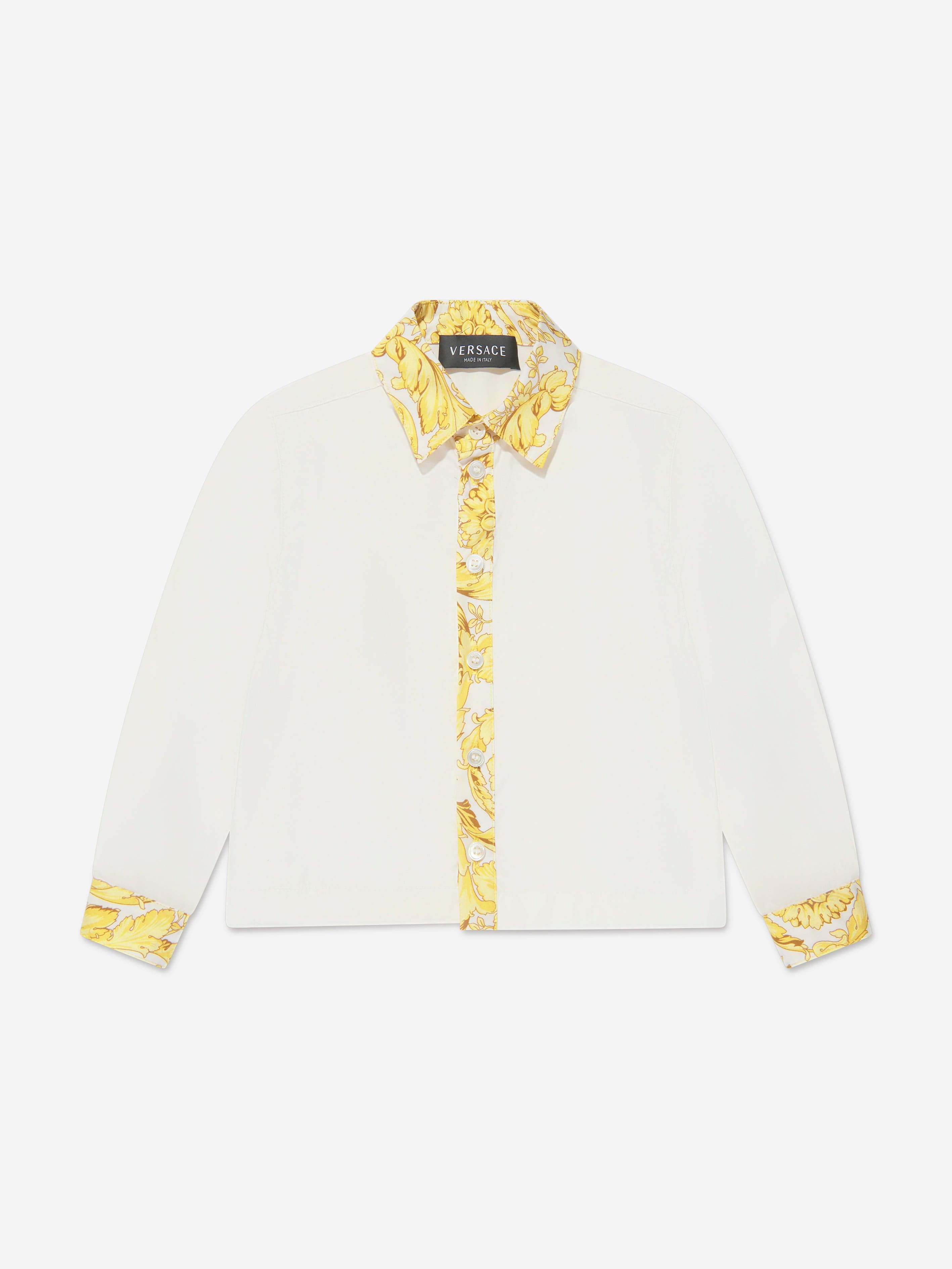 Versace Baby Boys Long Sleeve Barocco Shirt in White