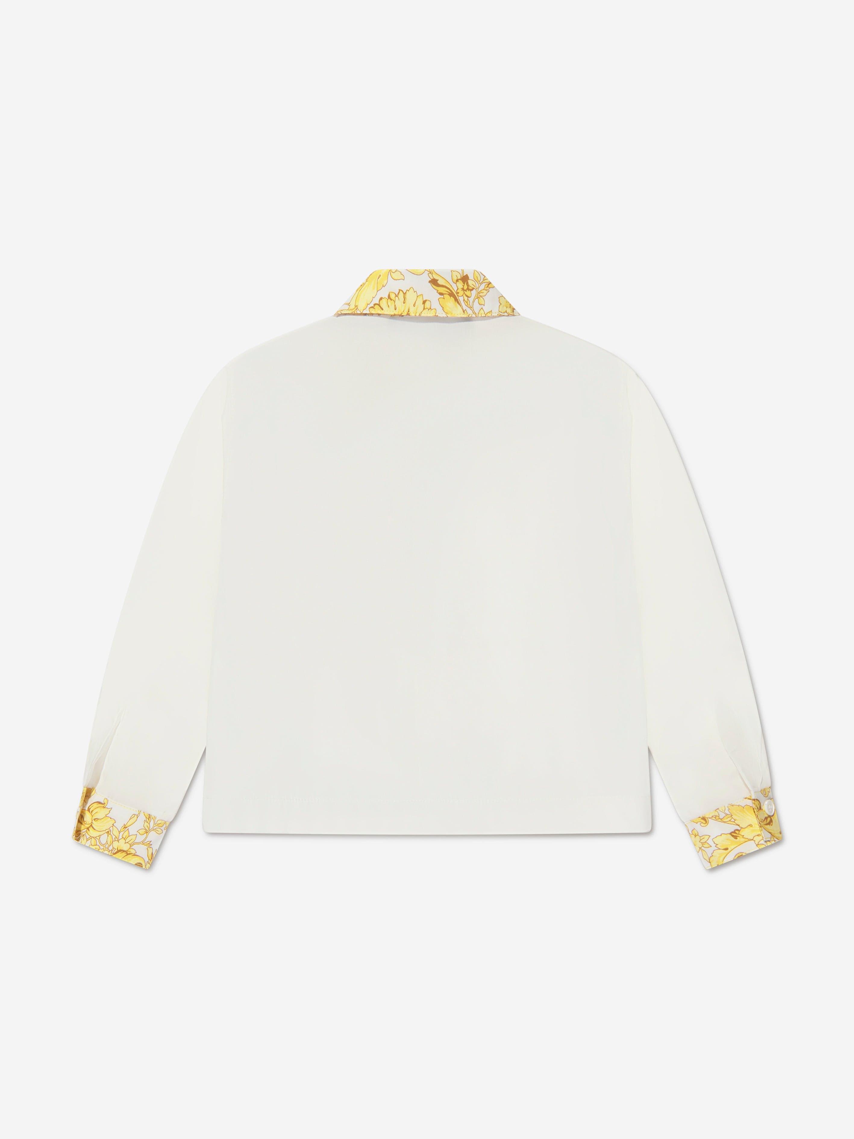 Versace Baby Boys Long Sleeve Barocco Shirt in White