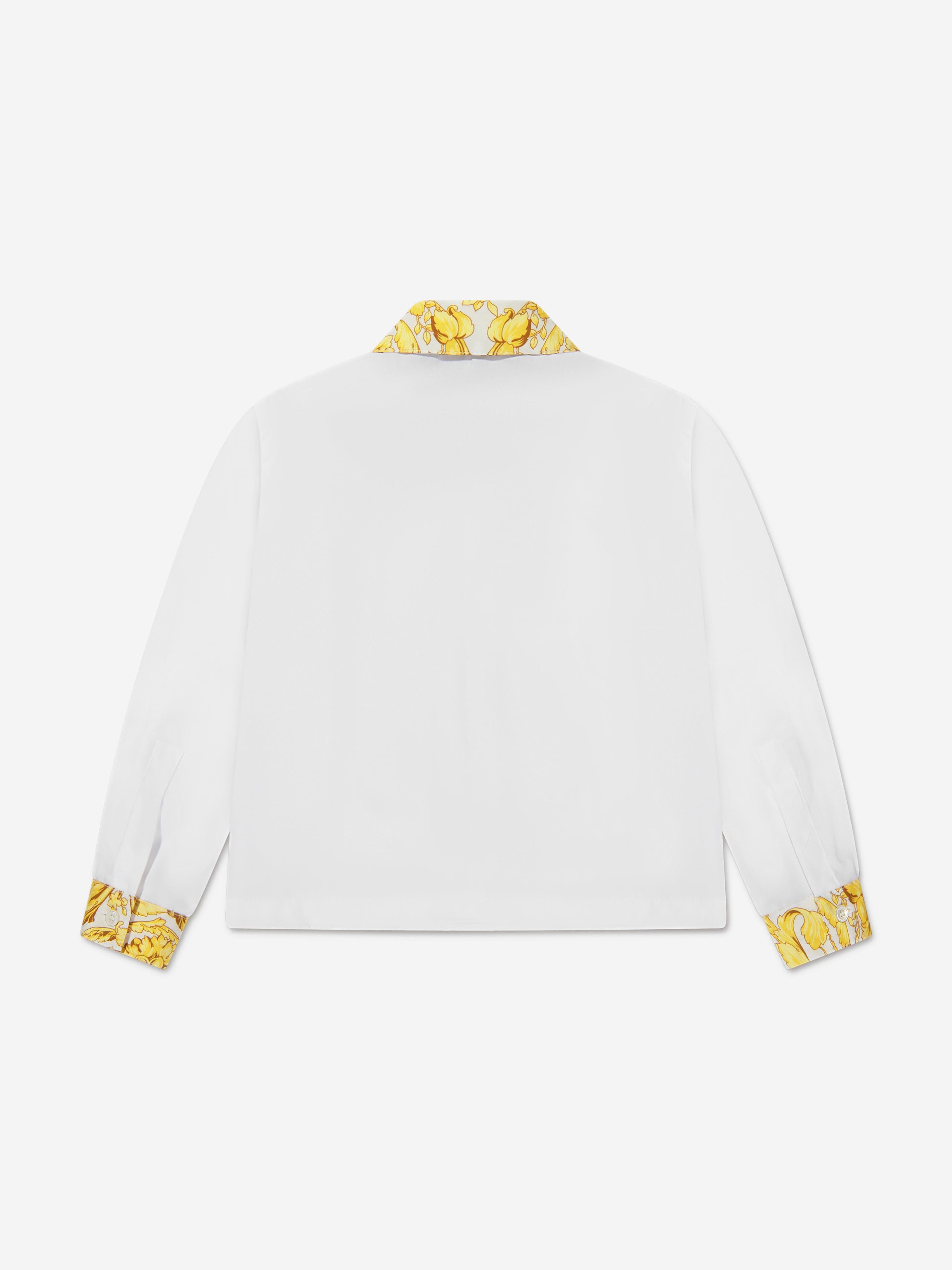 Versace Boys Barocco Trim Shirt in White