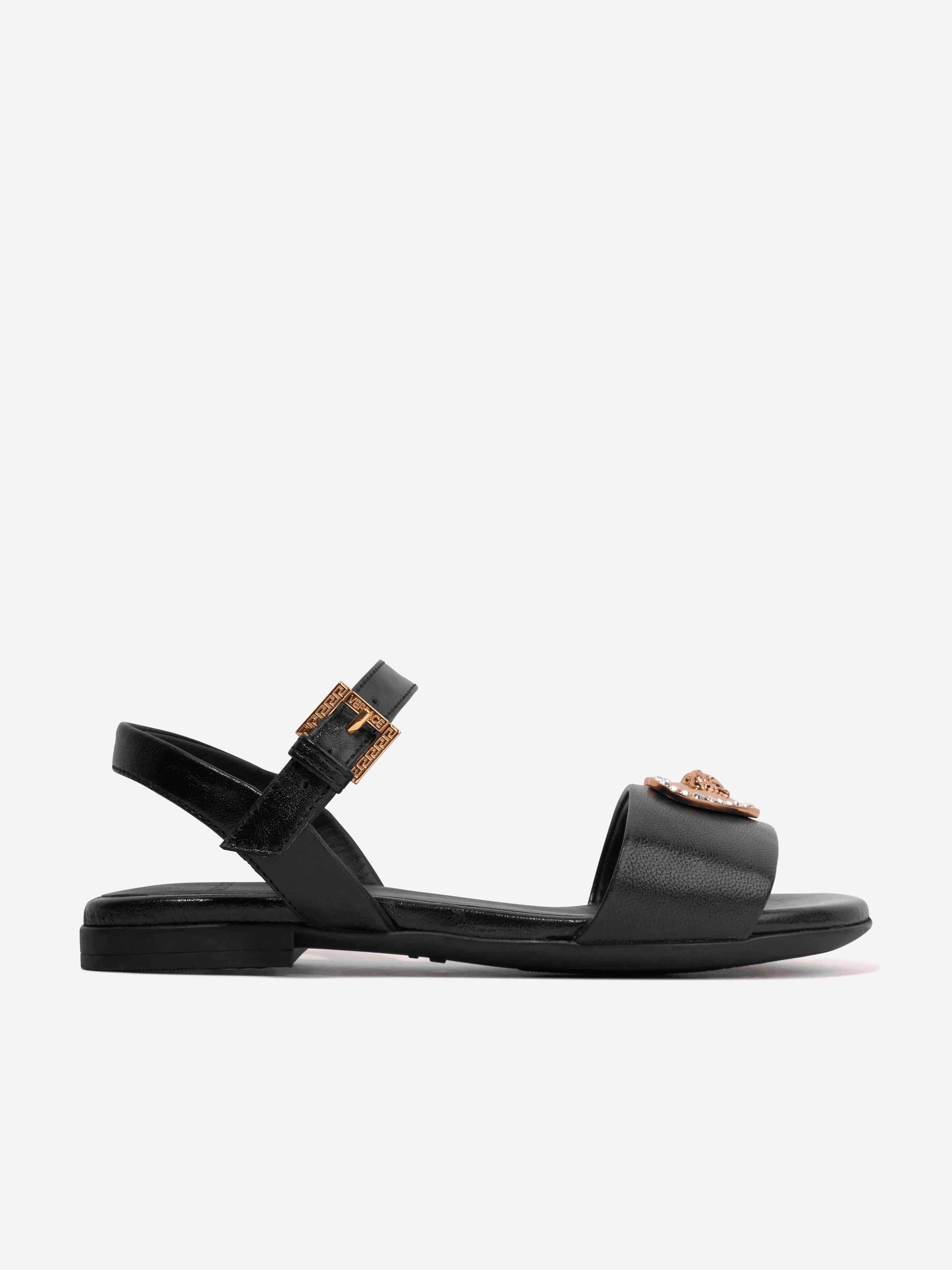 Versace Girls Heart Logo Sandals in Black