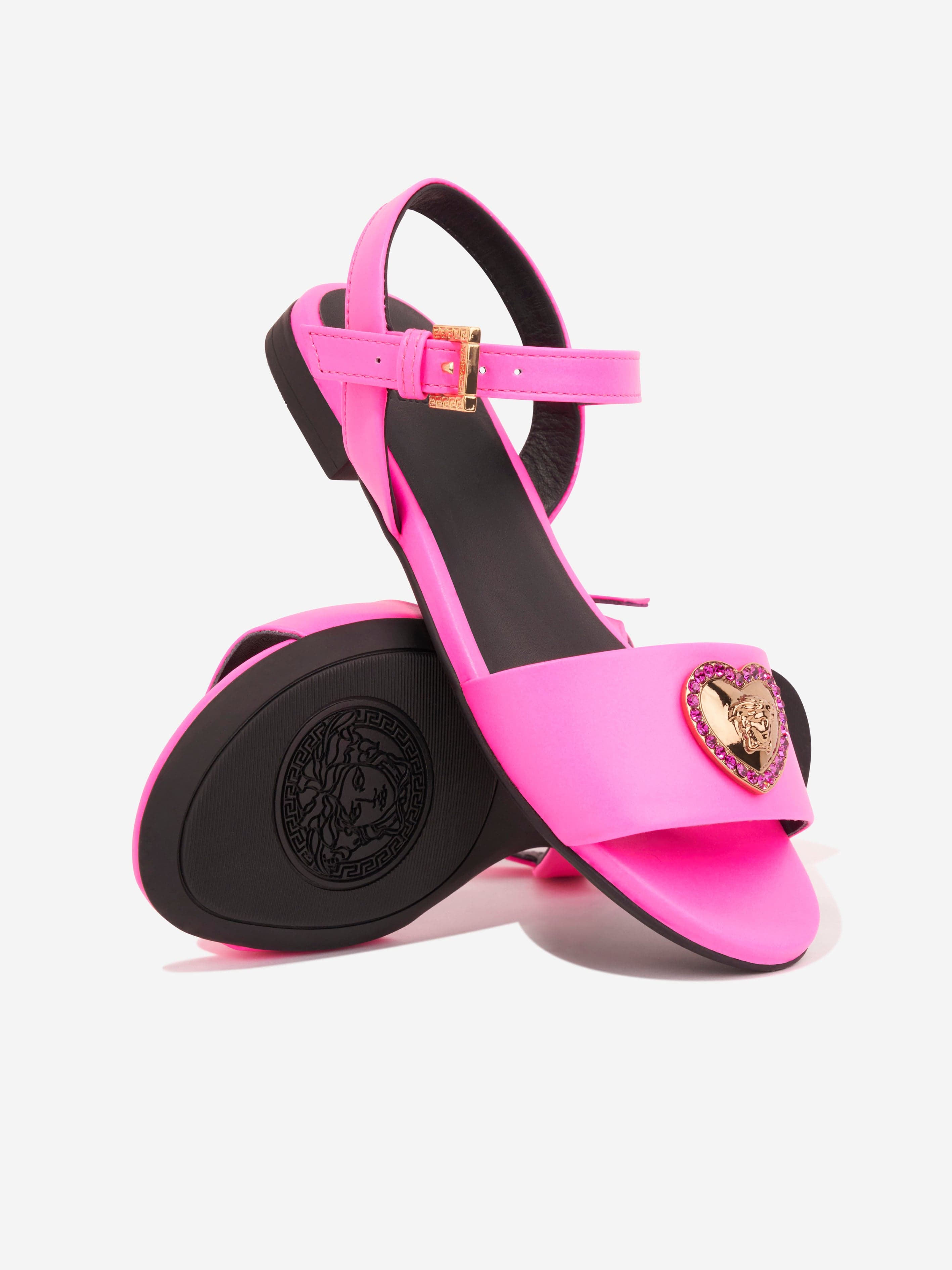 Versace Girls Heart Logo Sandals in Pink