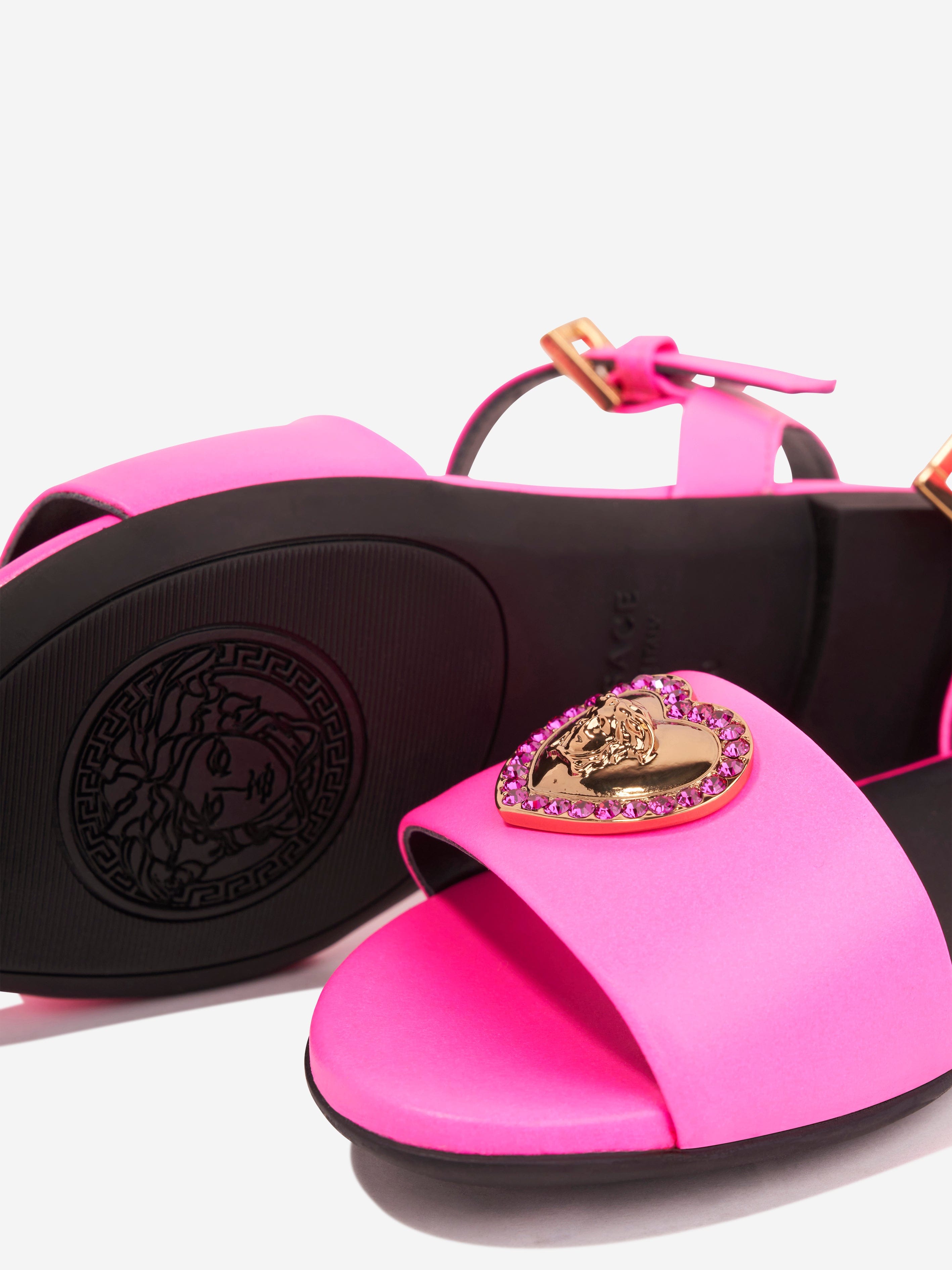 Versace Girls Heart Logo Sandals in Pink