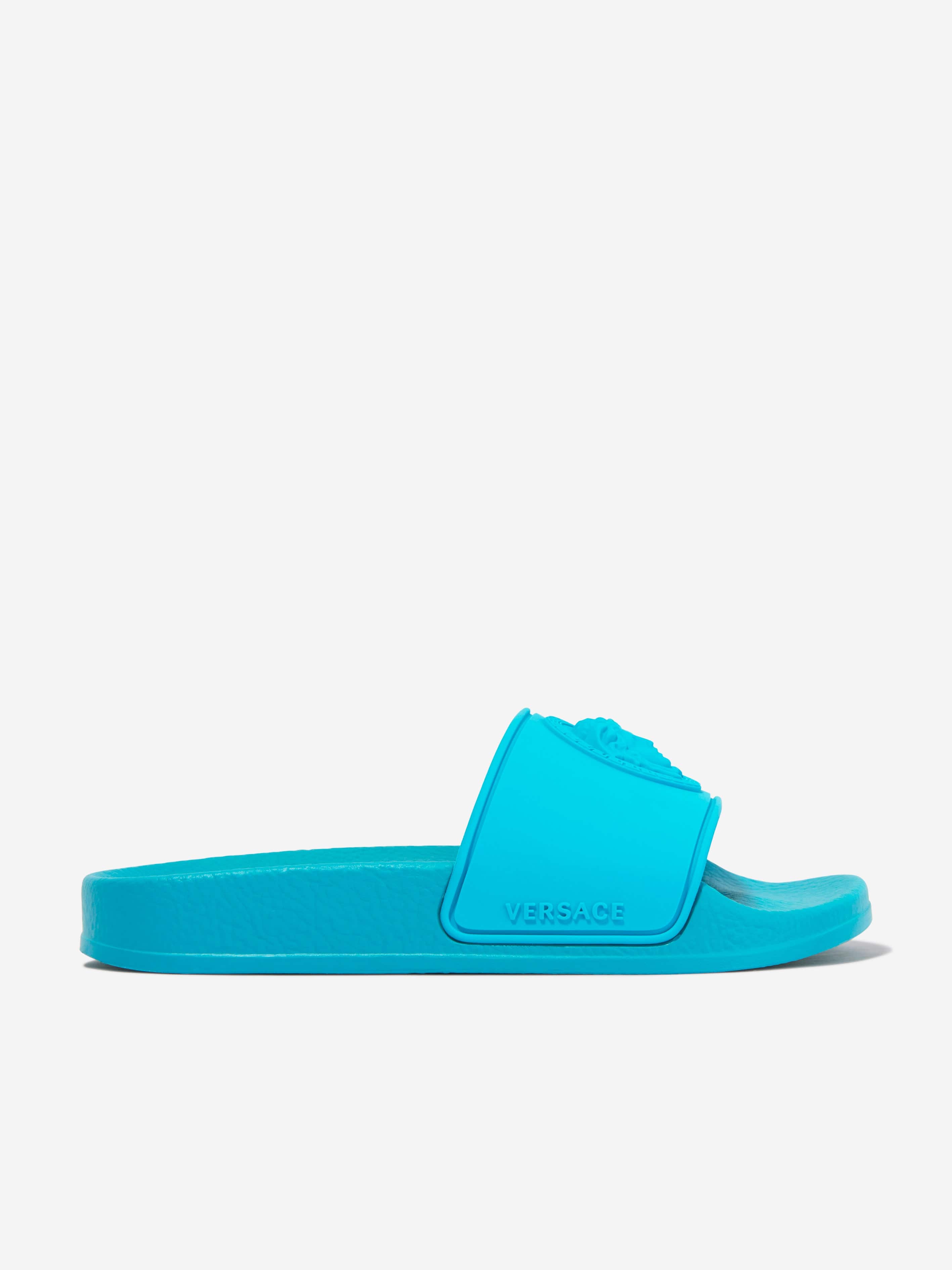 Versace Kids Medusa Logo Sliders in Turquoise