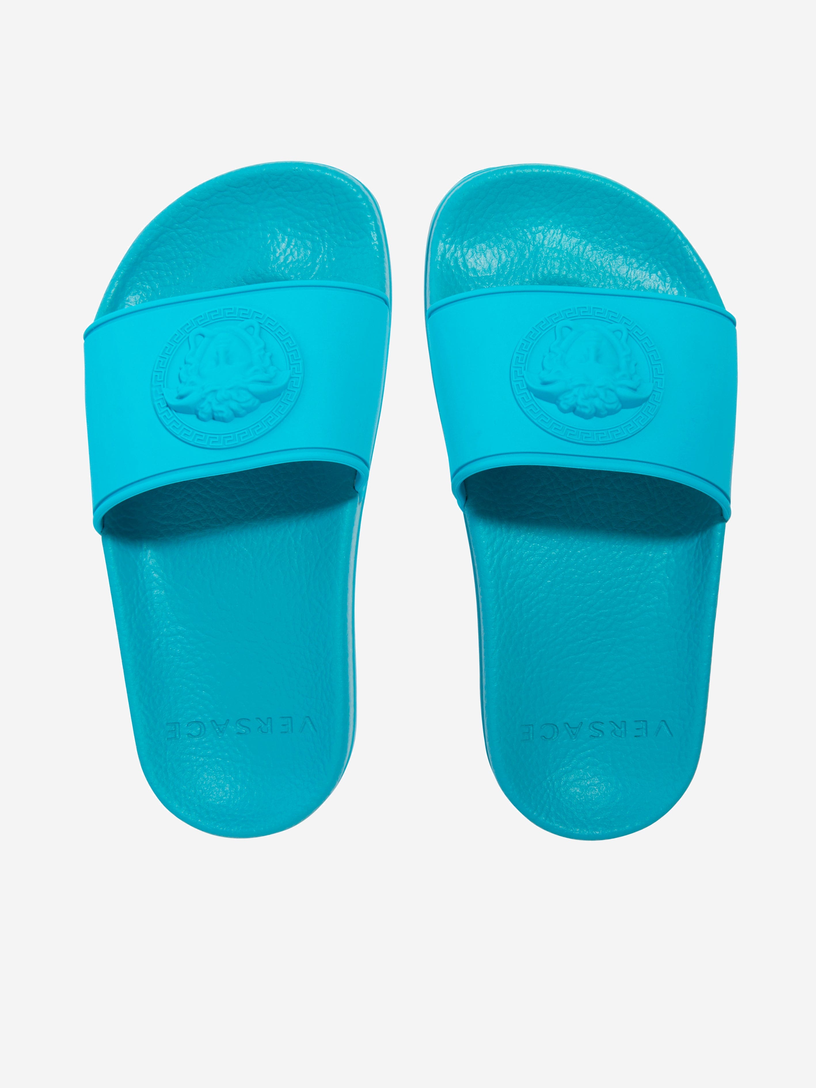 Versace Kids Medusa Logo Sliders in Turquoise