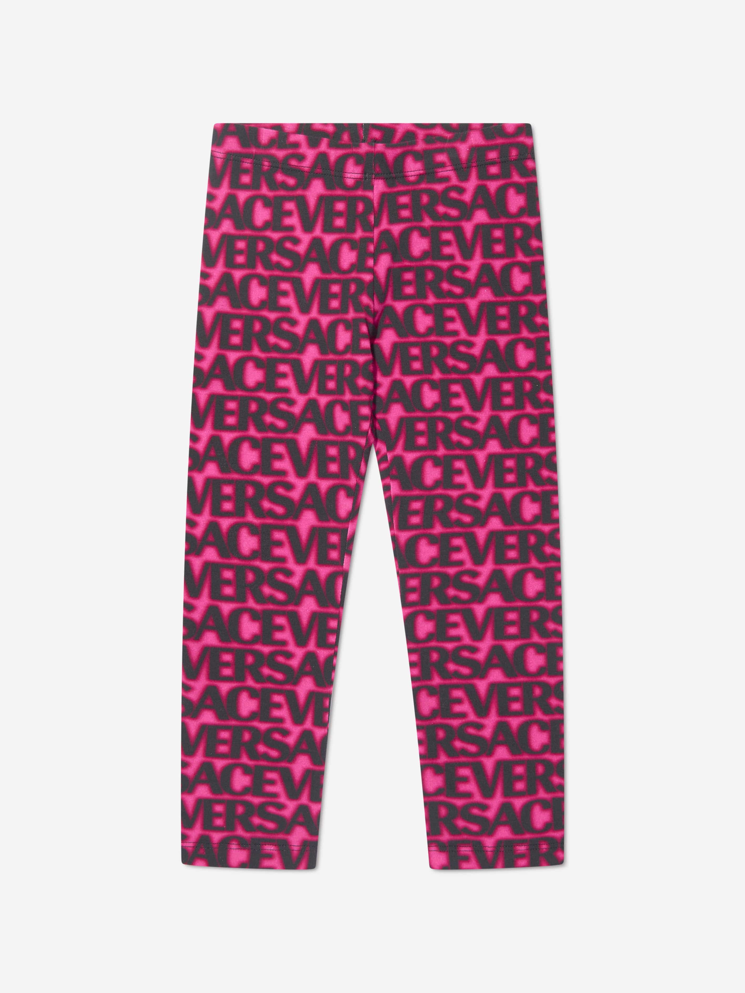 Versace Girls Logo Print Leggings in Pink