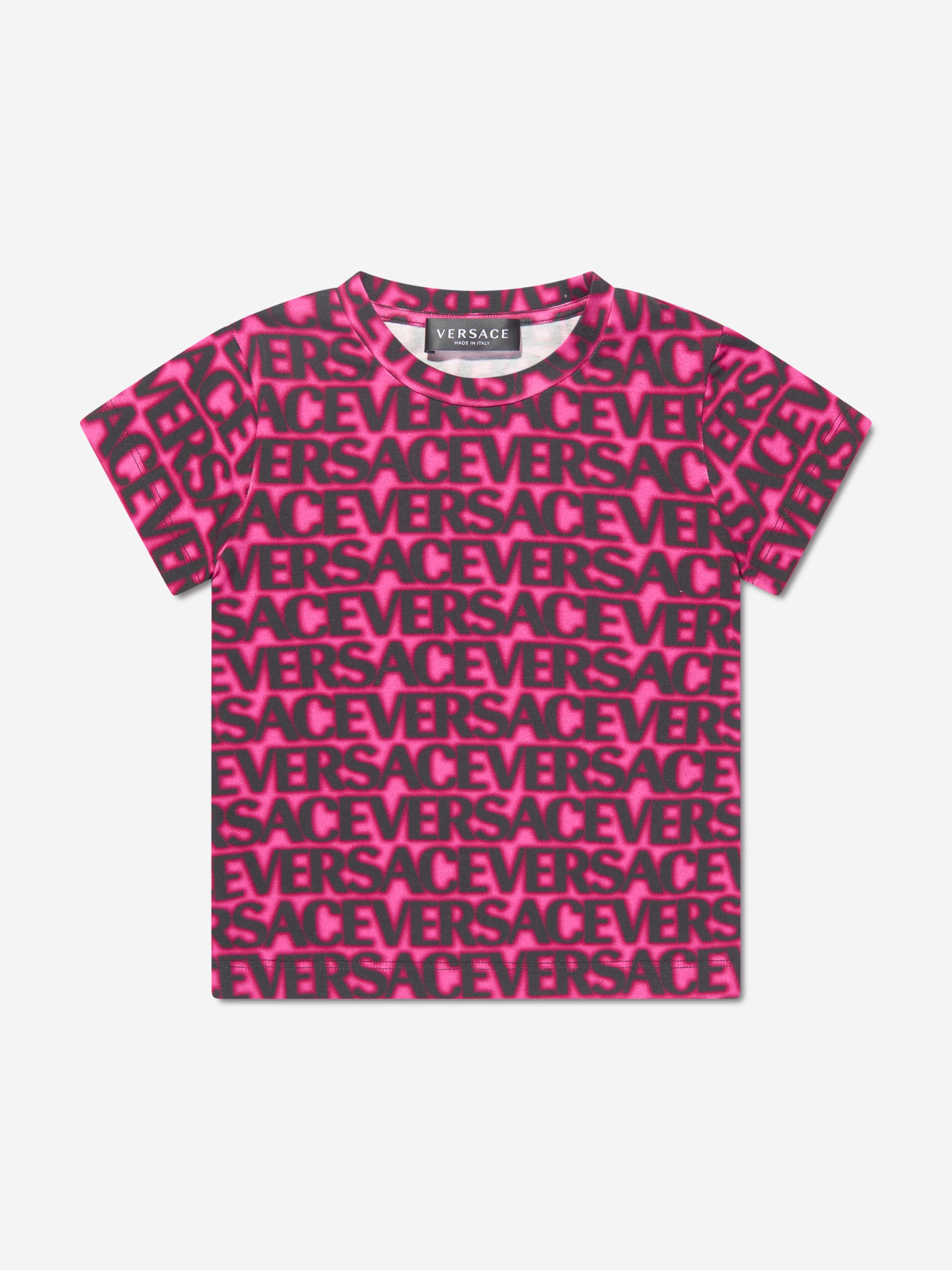 Versace Girls Logo Print T-Shirt in Pink