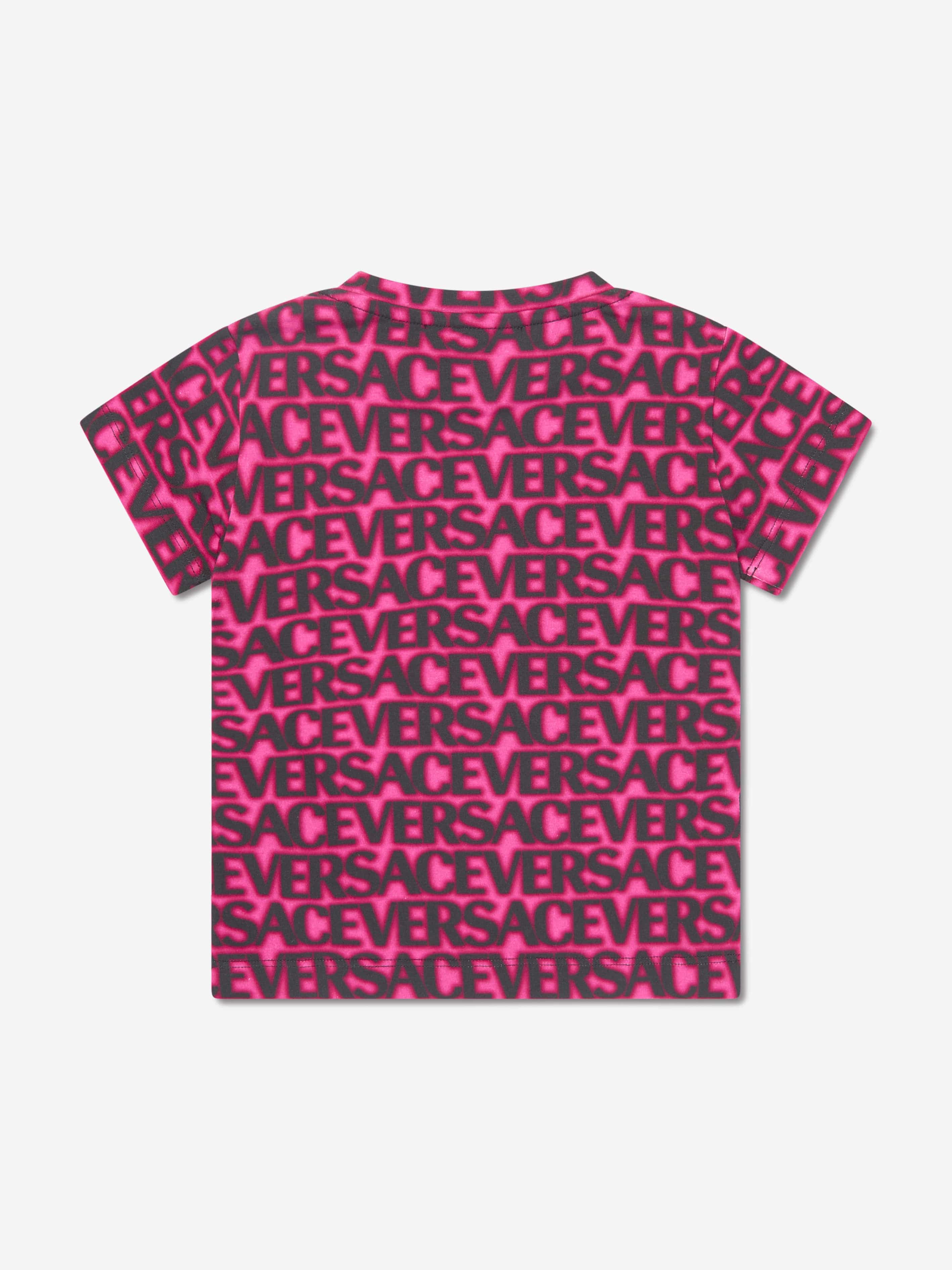 Versace Girls Logo Print T-Shirt in Pink