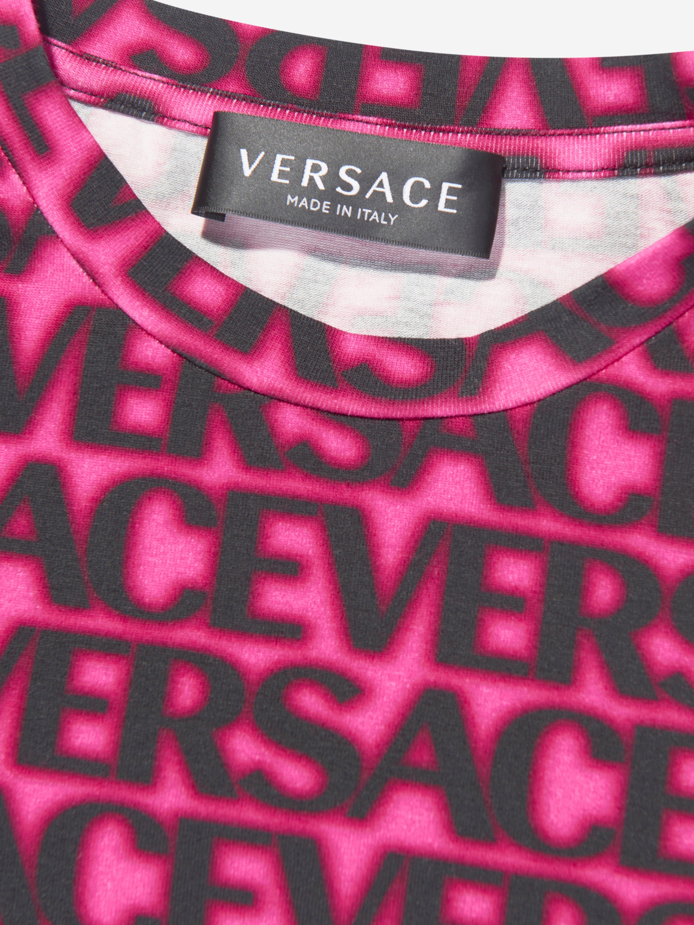 Versace Girls Logo Print T-Shirt in Pink