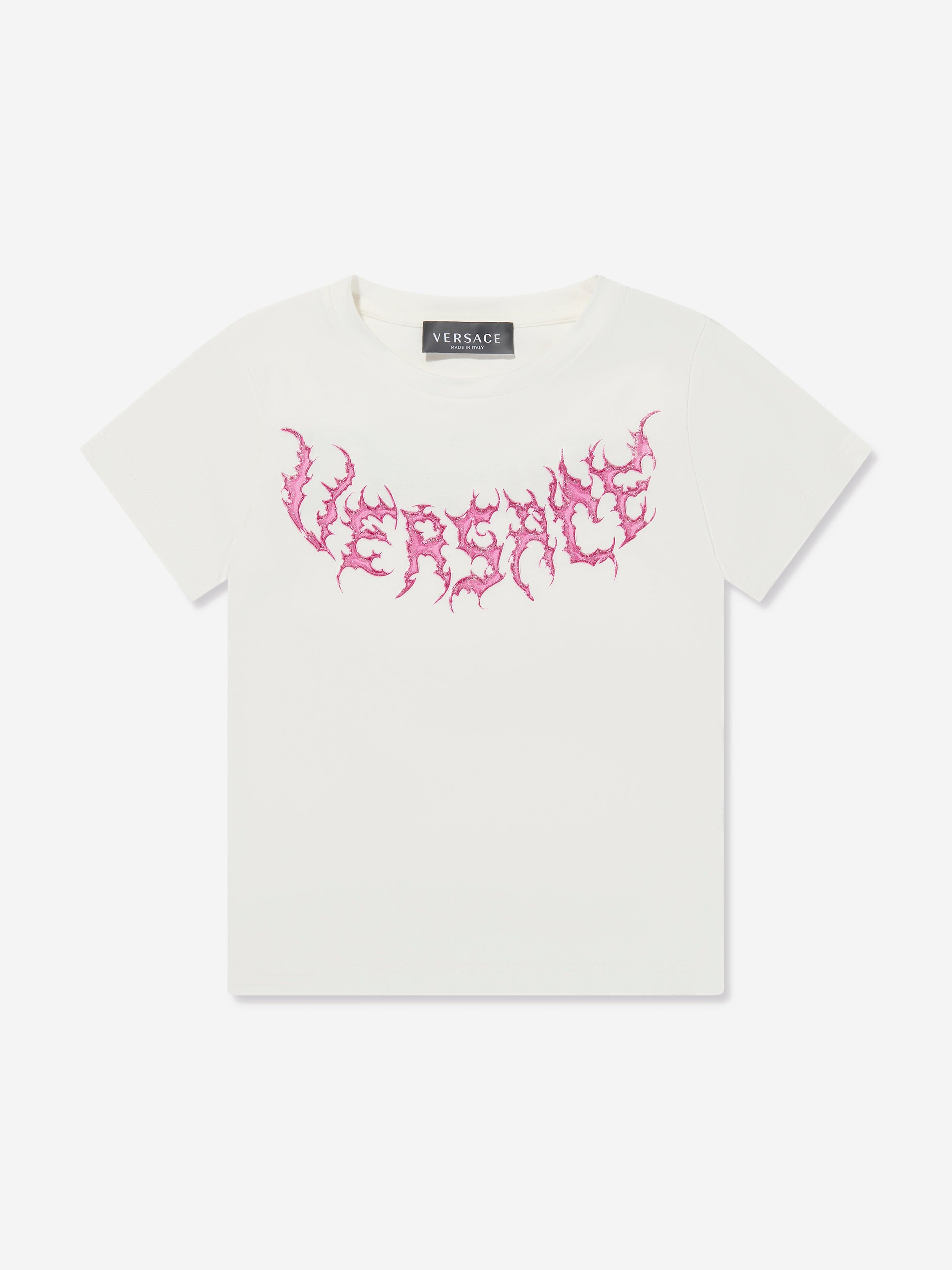 Versace Girls Logo Print T-Shirt in White