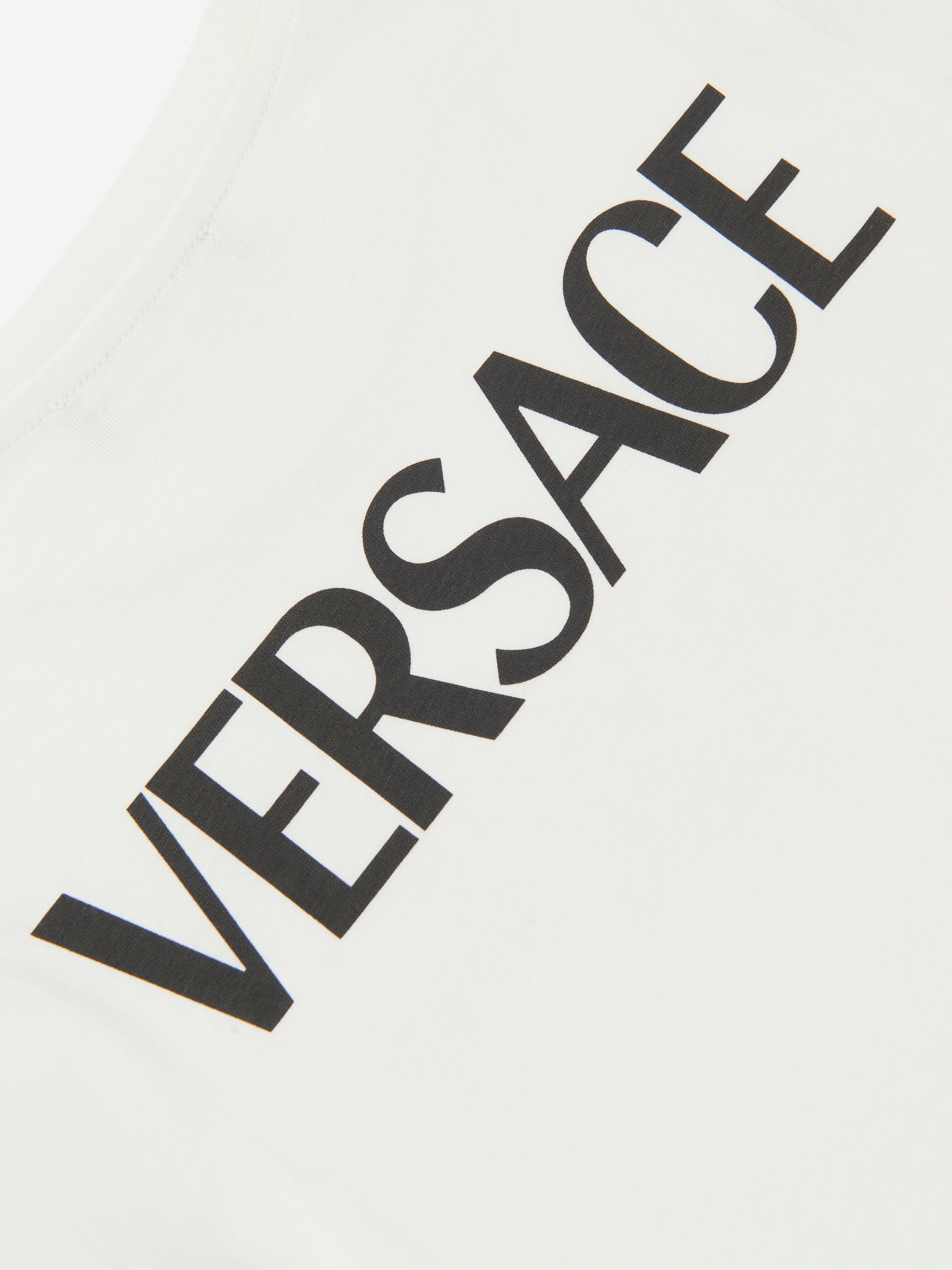 Versace Girls Logo Print T-Shirt in White