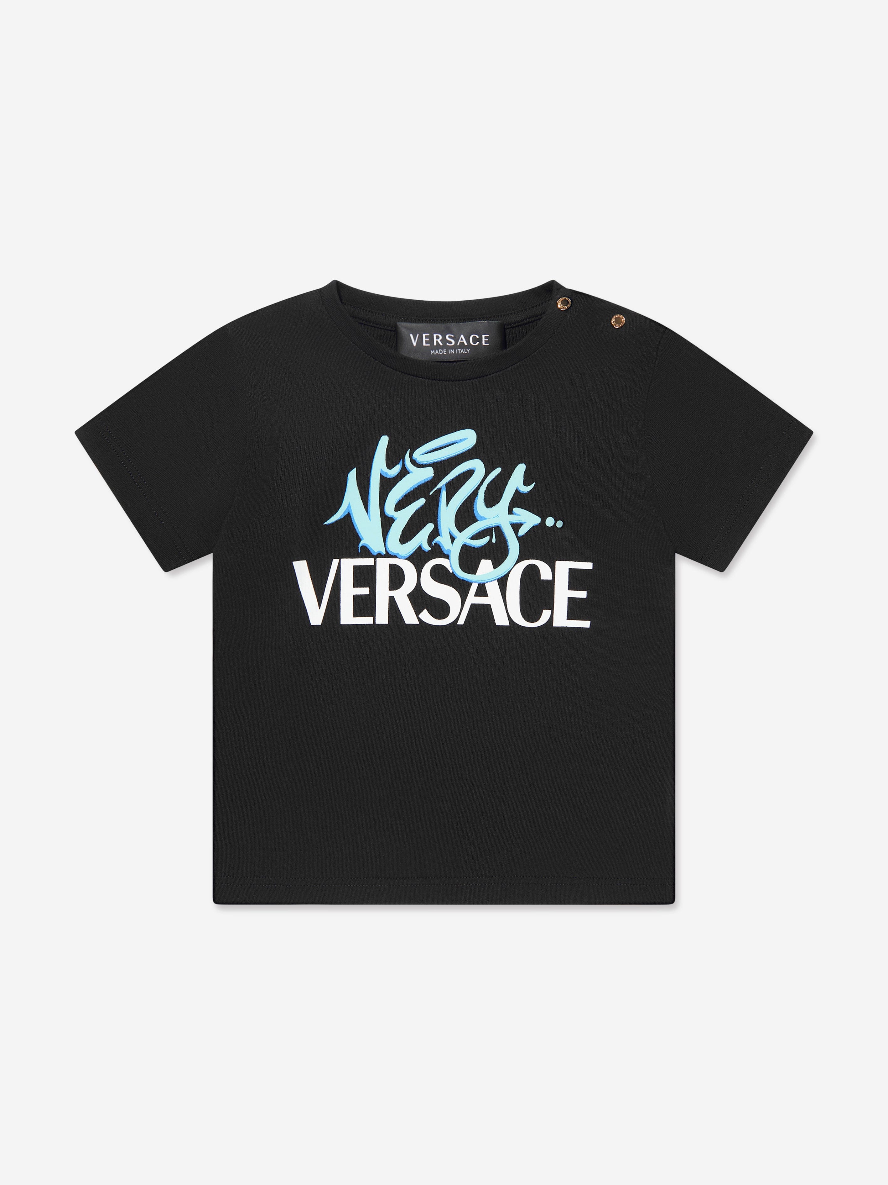 Versace Baby Boys Logo Print T-Shirt in Black