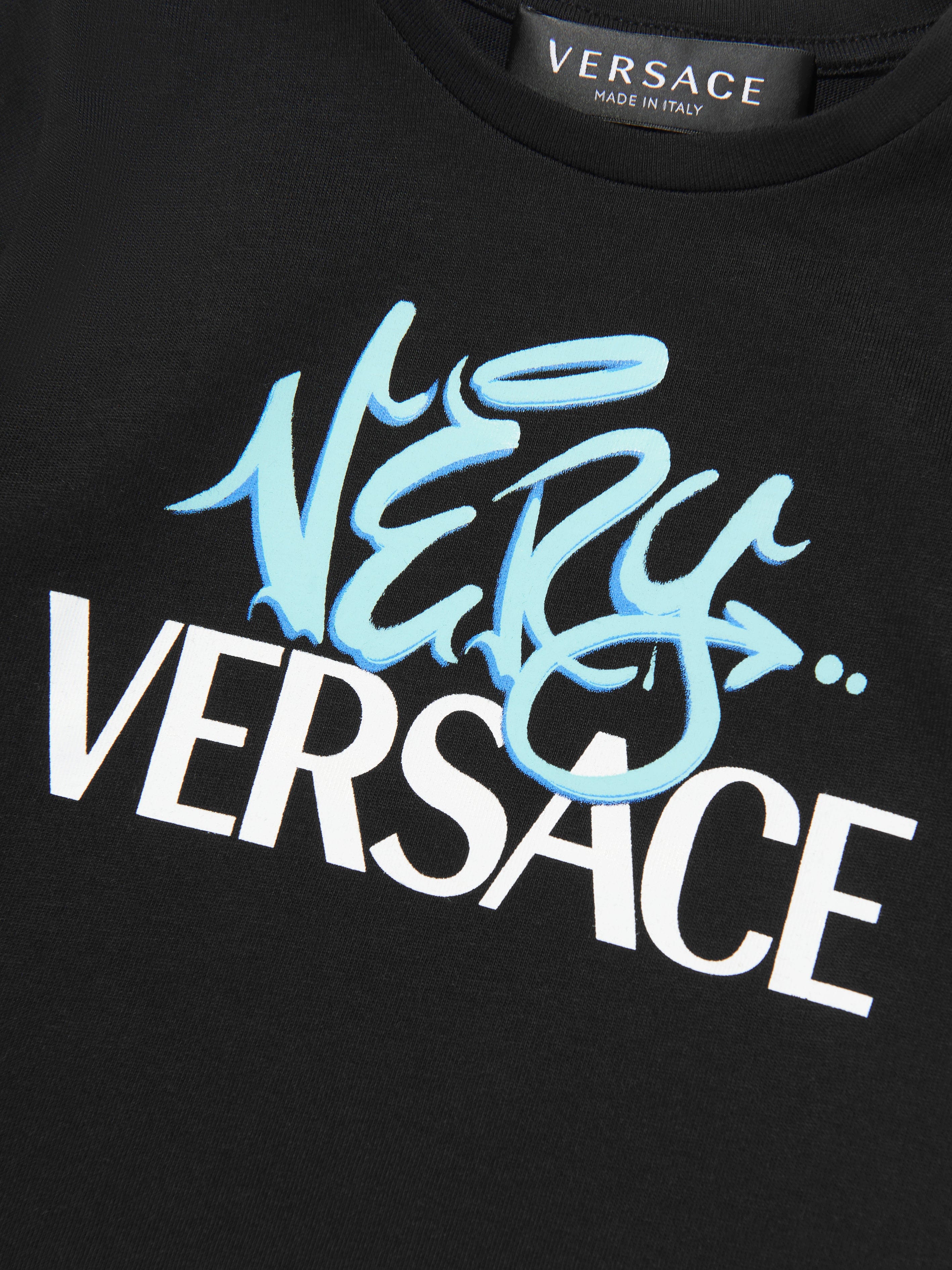 Versace Baby Boys Logo Print T-Shirt in Black