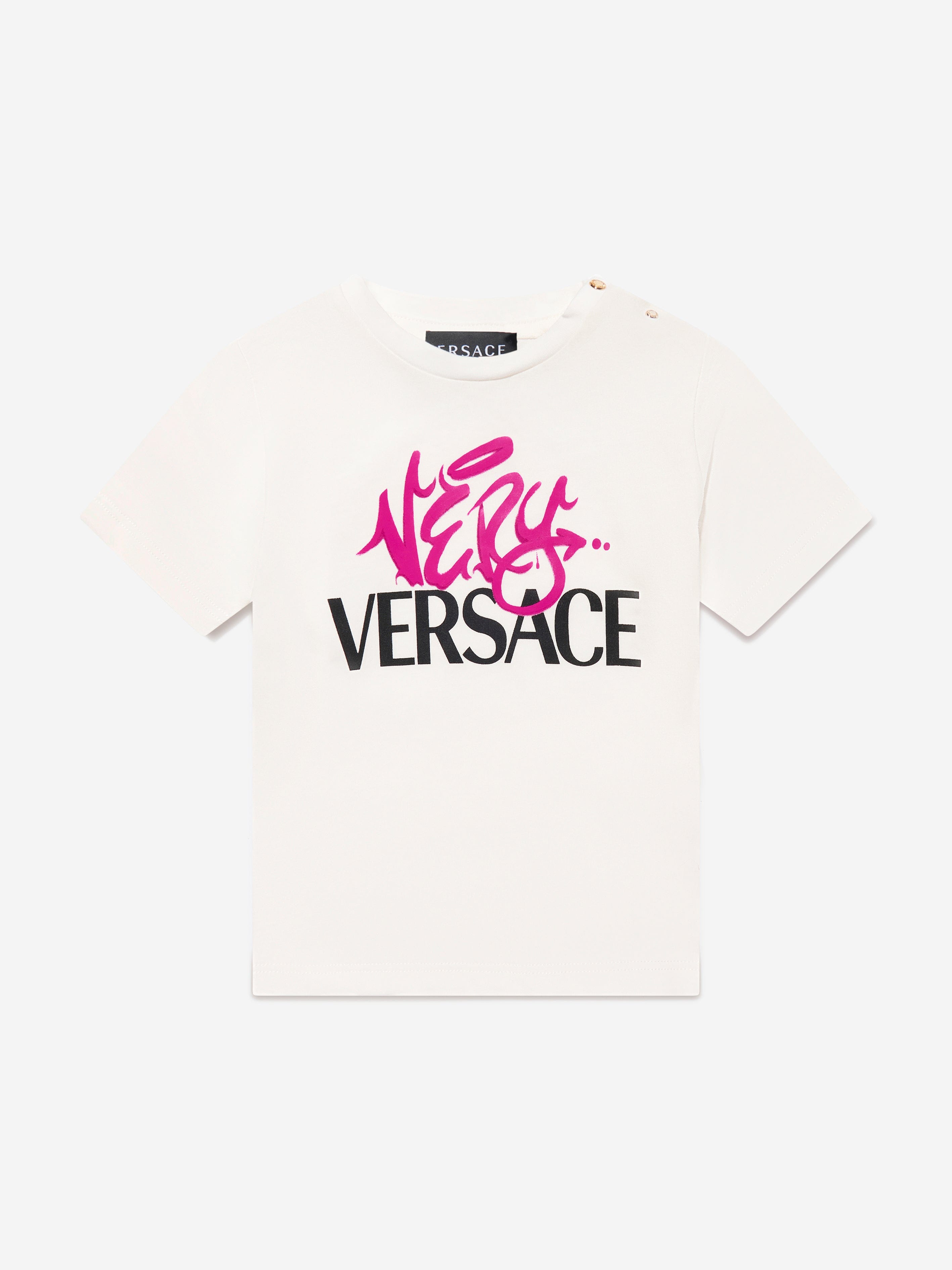 Versace Baby Girls Logo Print T-Shirt in White