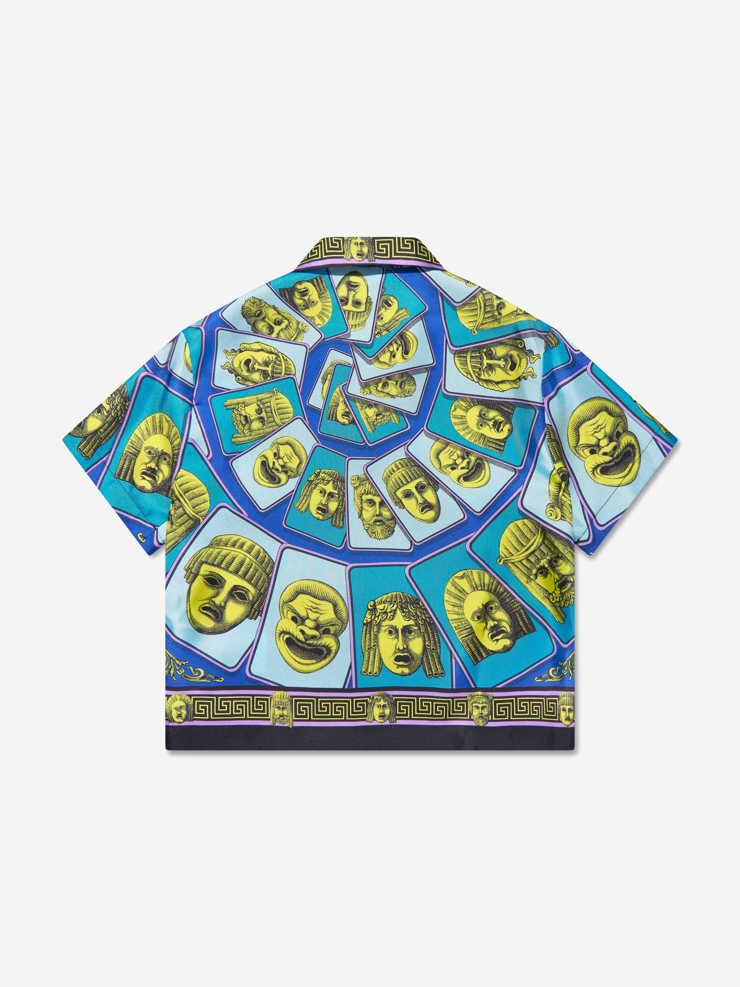 Versace Boys Maschere Silk Shirt in Green