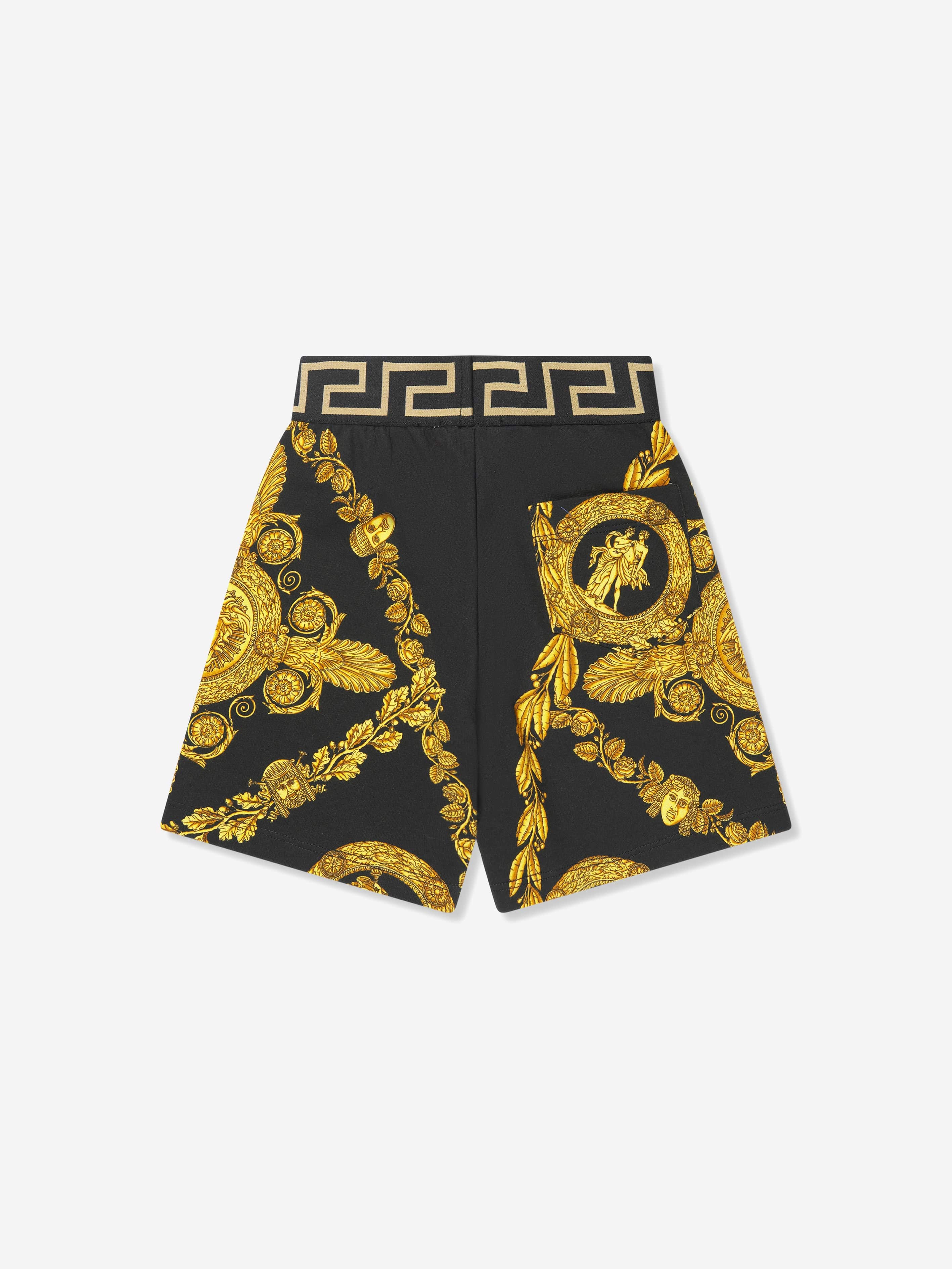 Versace Boys Maschera Baroque Shorts in Black