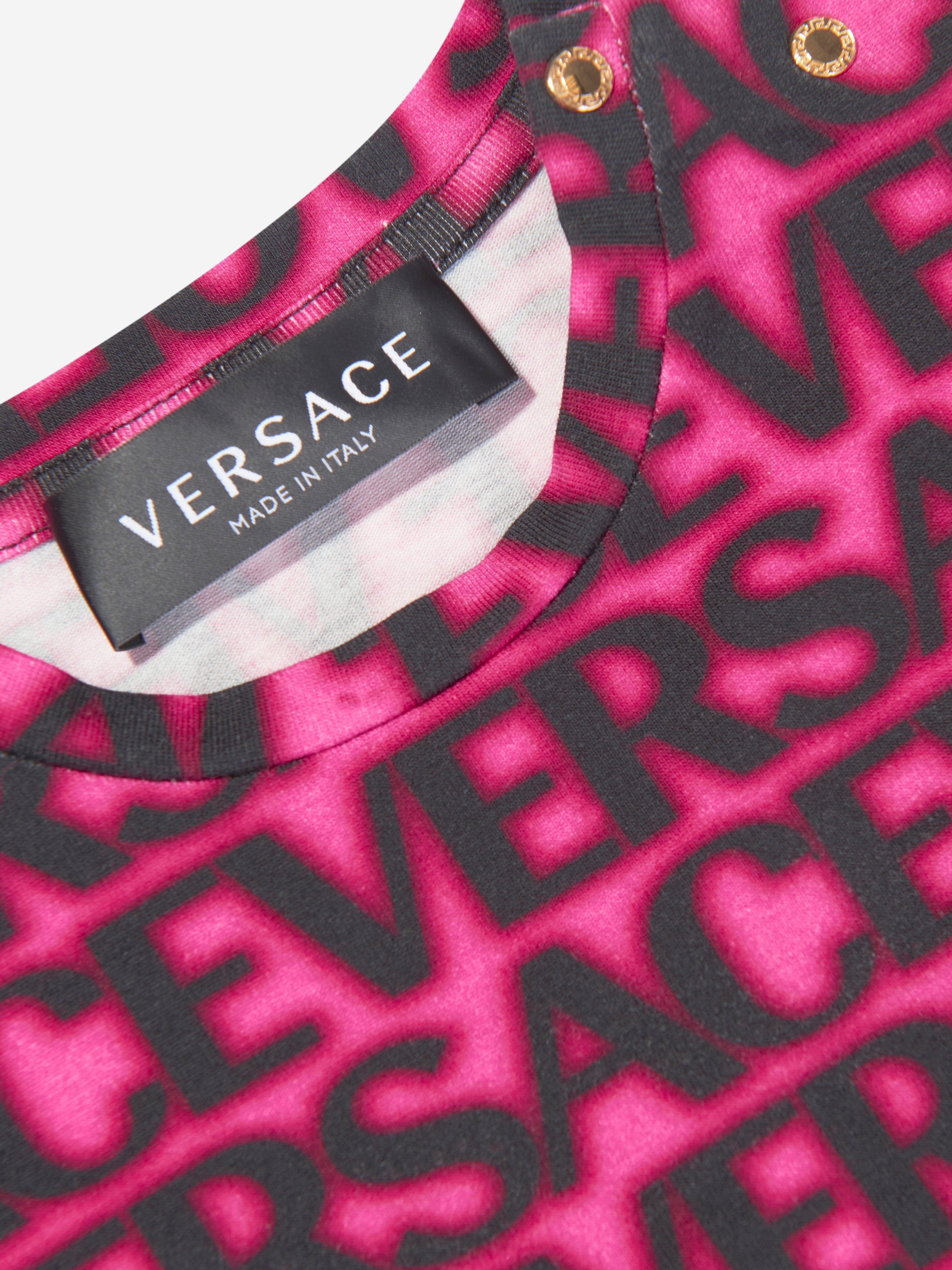 Versace Baby Girls Logo T-Shirt in Pink