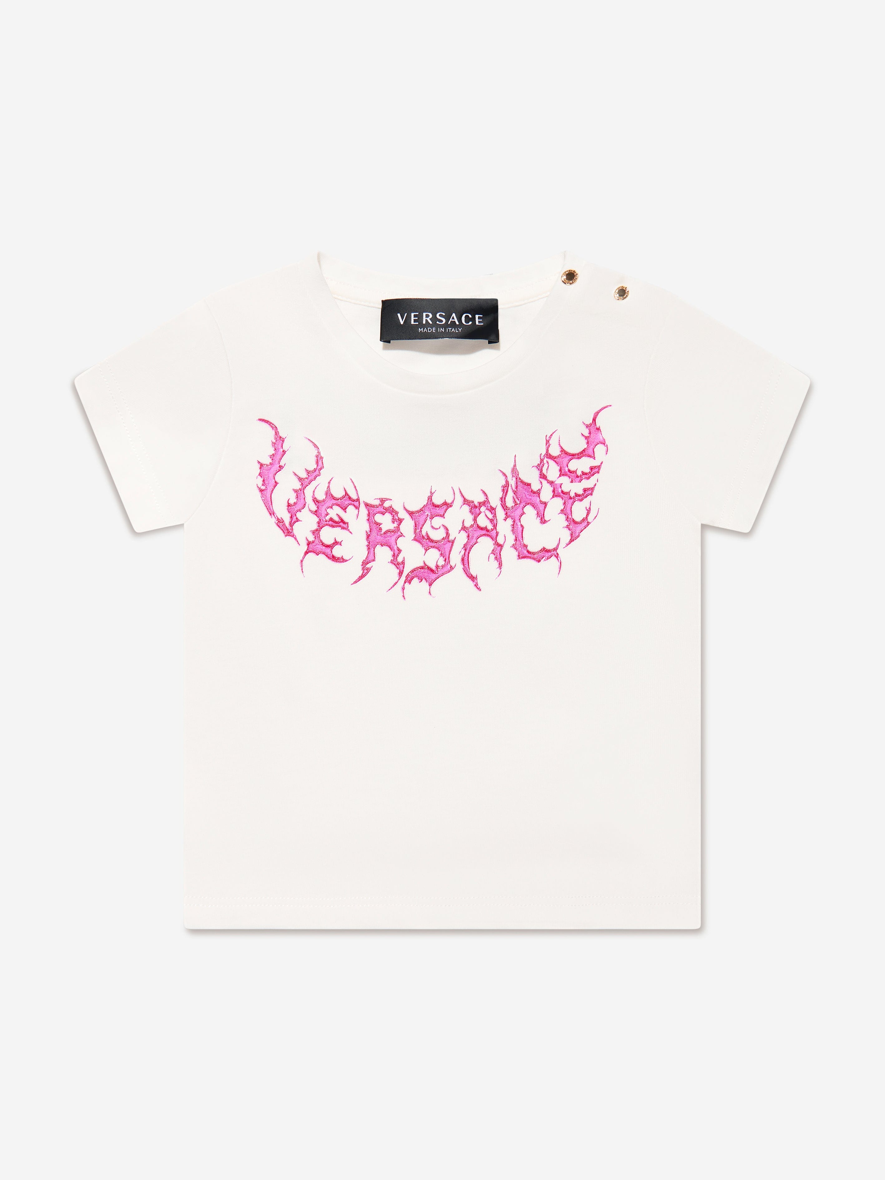 Versace Baby Girls Logo Print T-Shirt in White