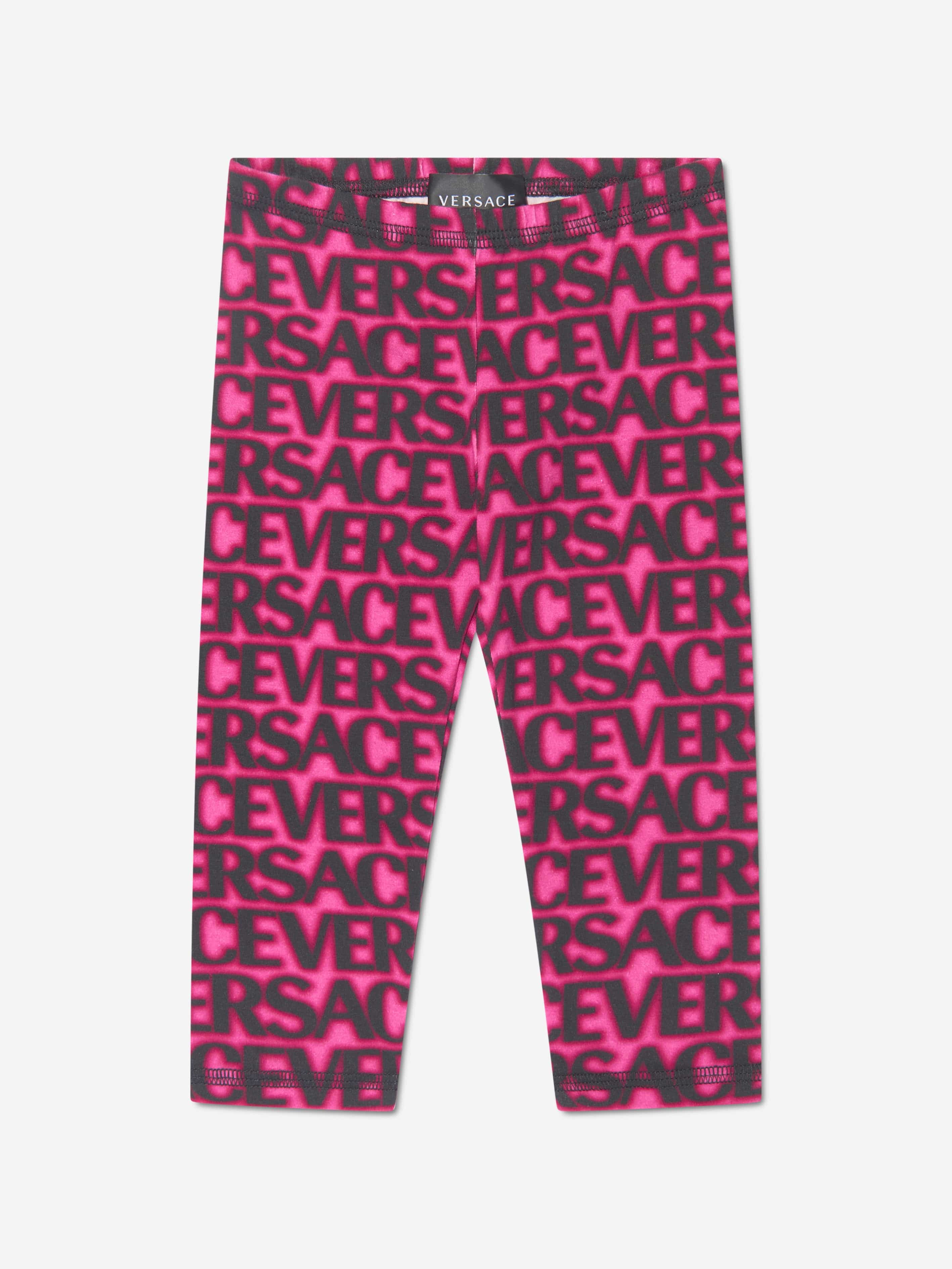 Versace Baby Girls Logo Leggings in Pink