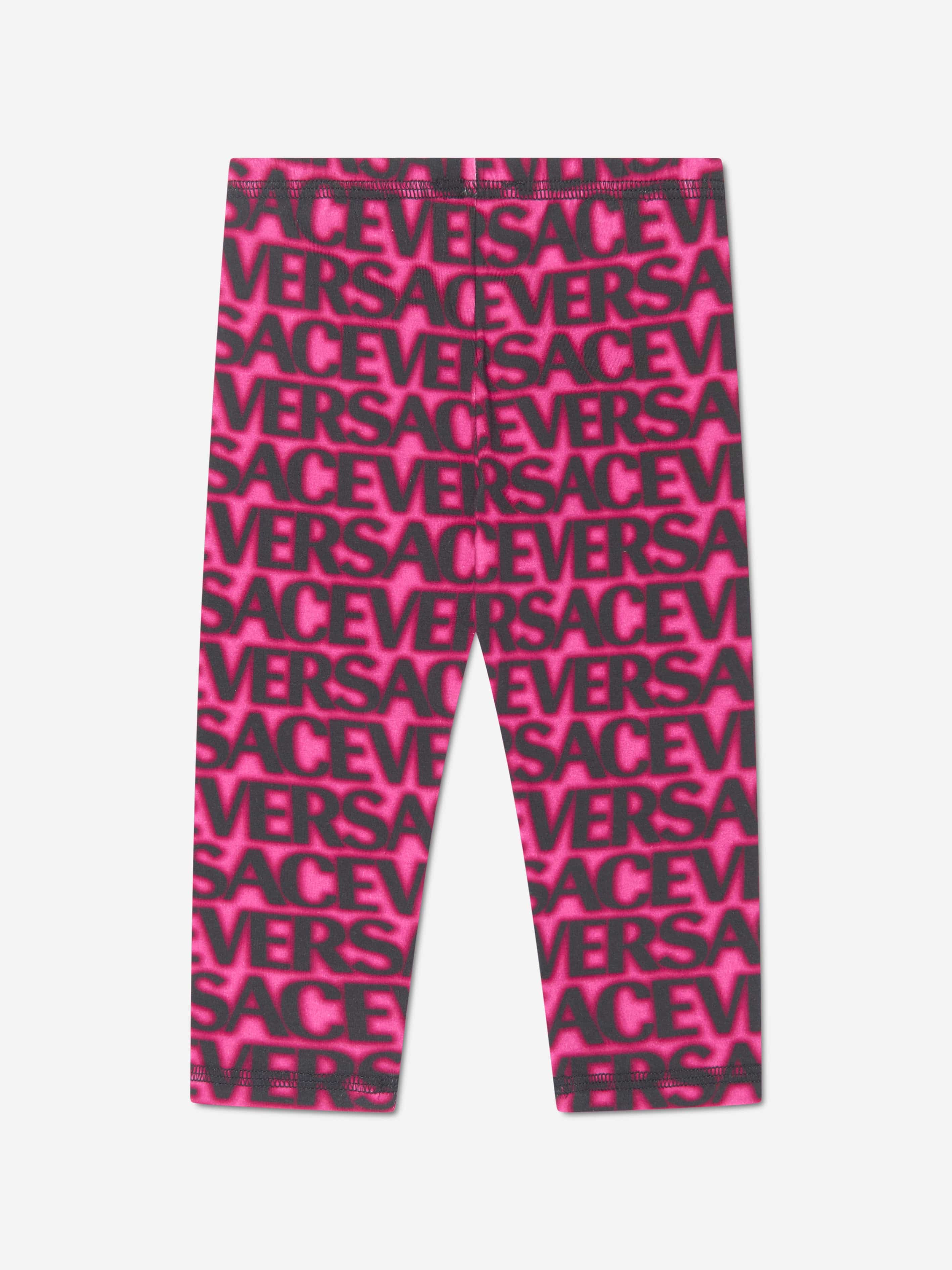 Versace Baby Girls Logo Leggings in Pink