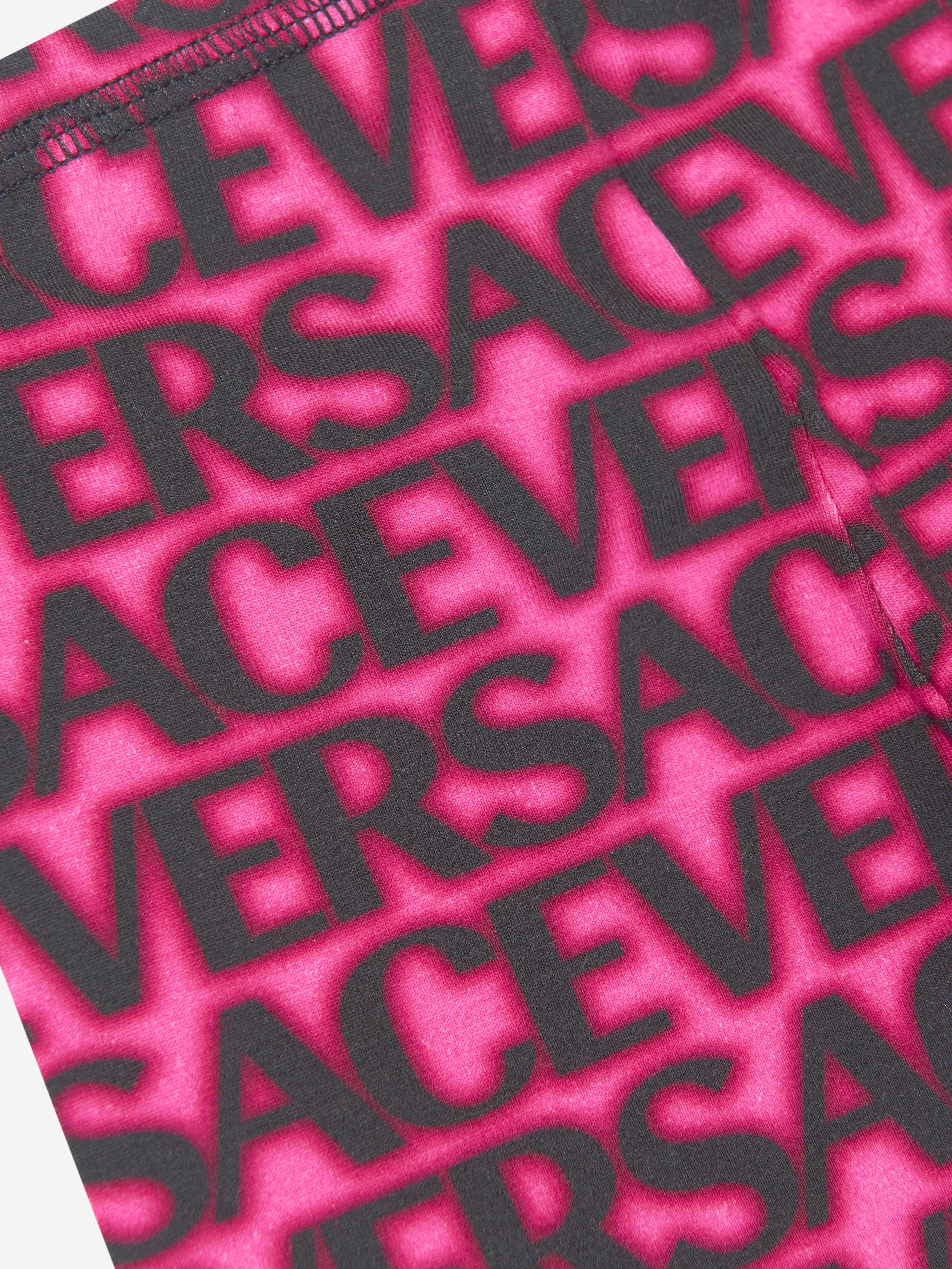 Versace Baby Girls Logo Leggings in Pink