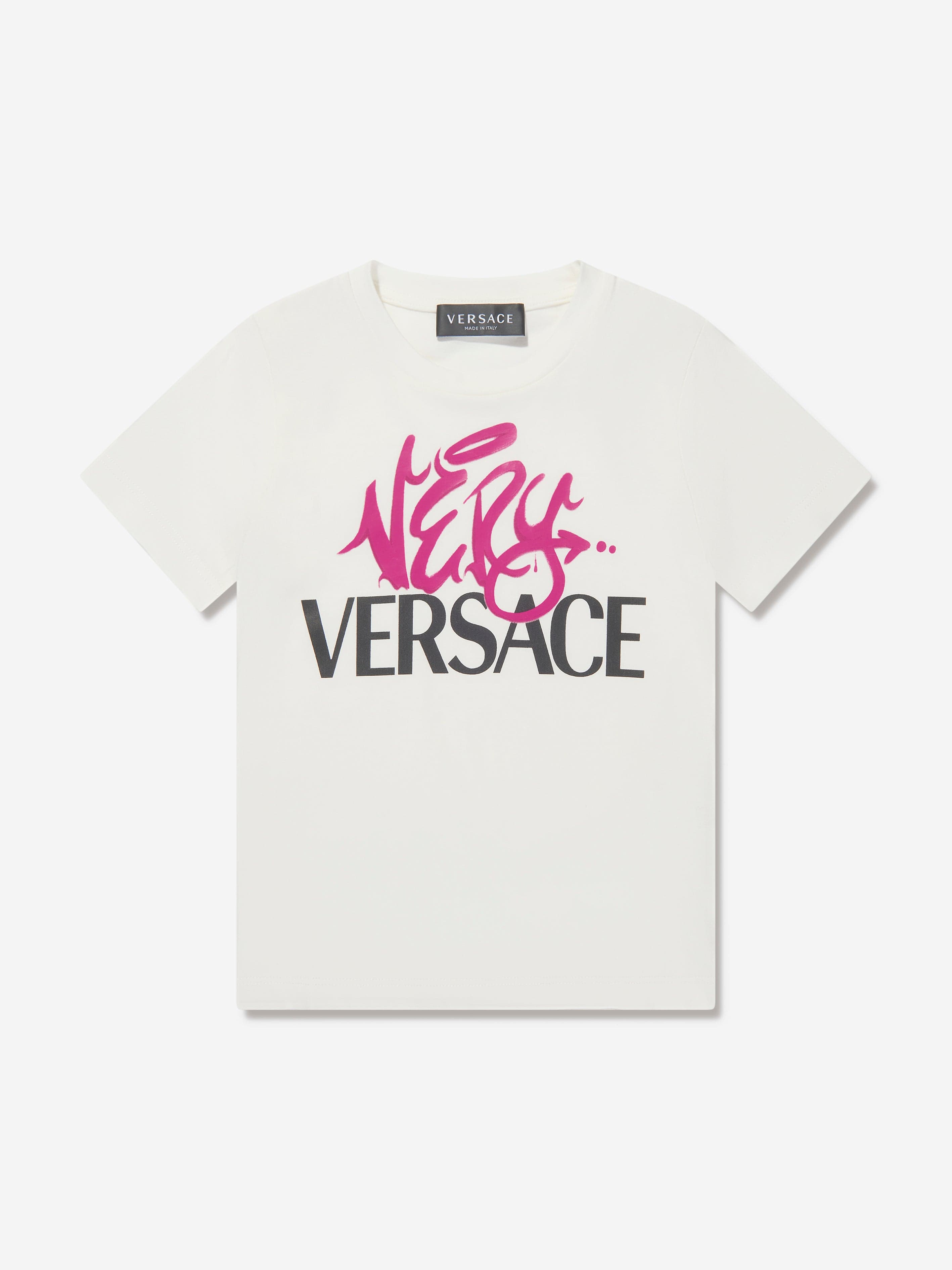 Versace Girls Logo Print T-Shirt in White