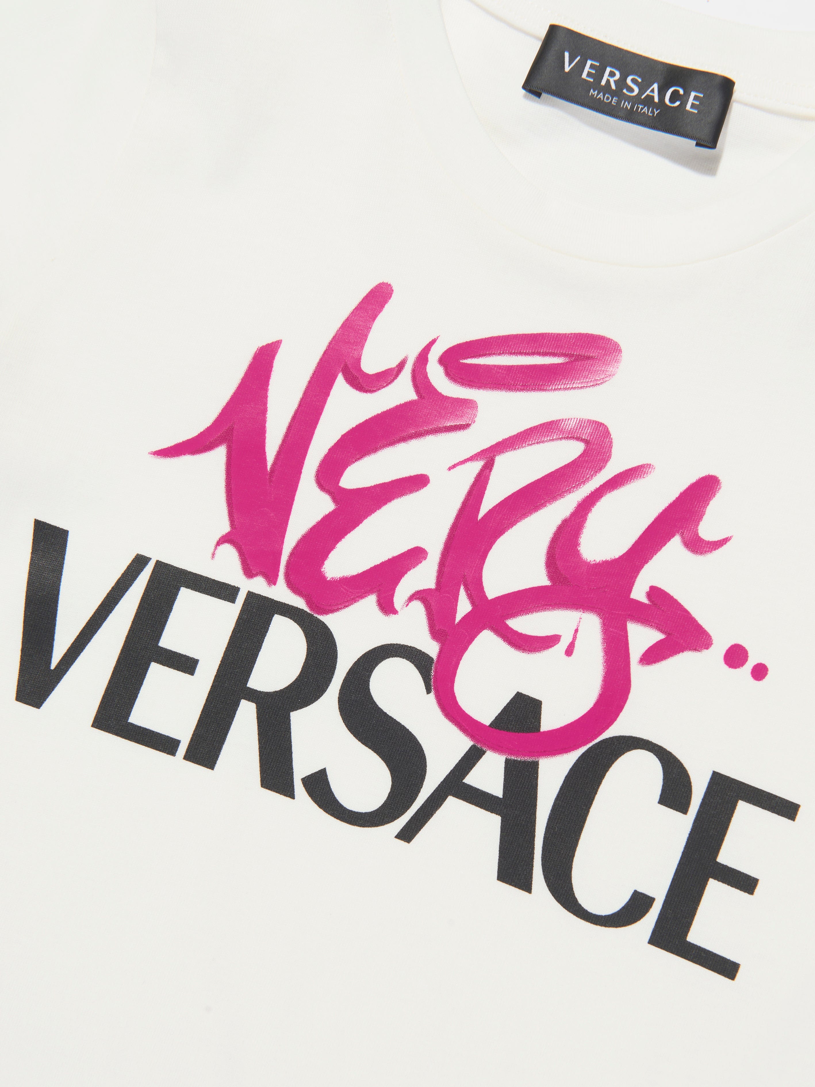 Versace Girls Logo Print T-Shirt in White