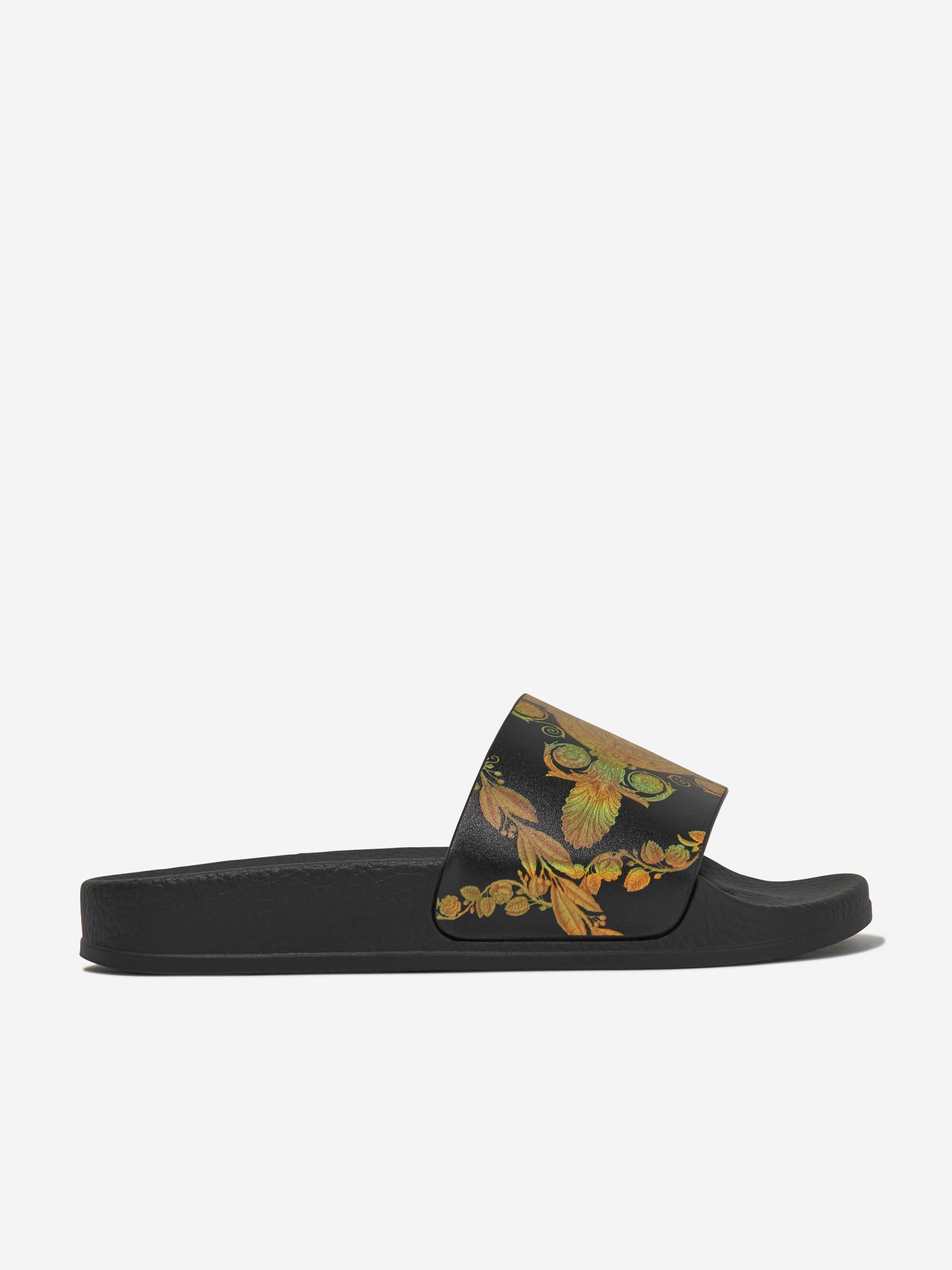 Versace Kids Heritage Sliders in Black