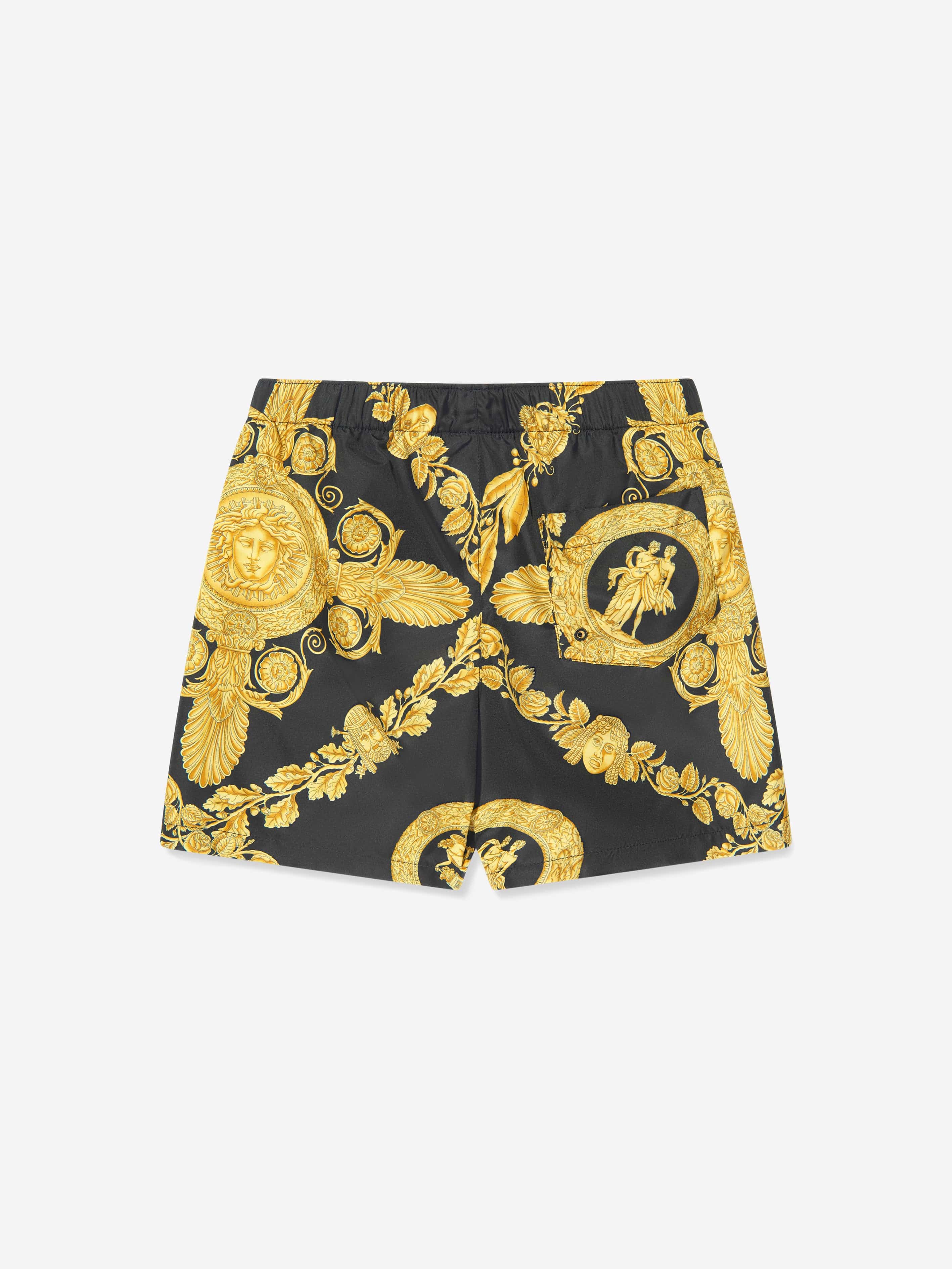 Versace Boys Heritage Print Swim Shorts in Black