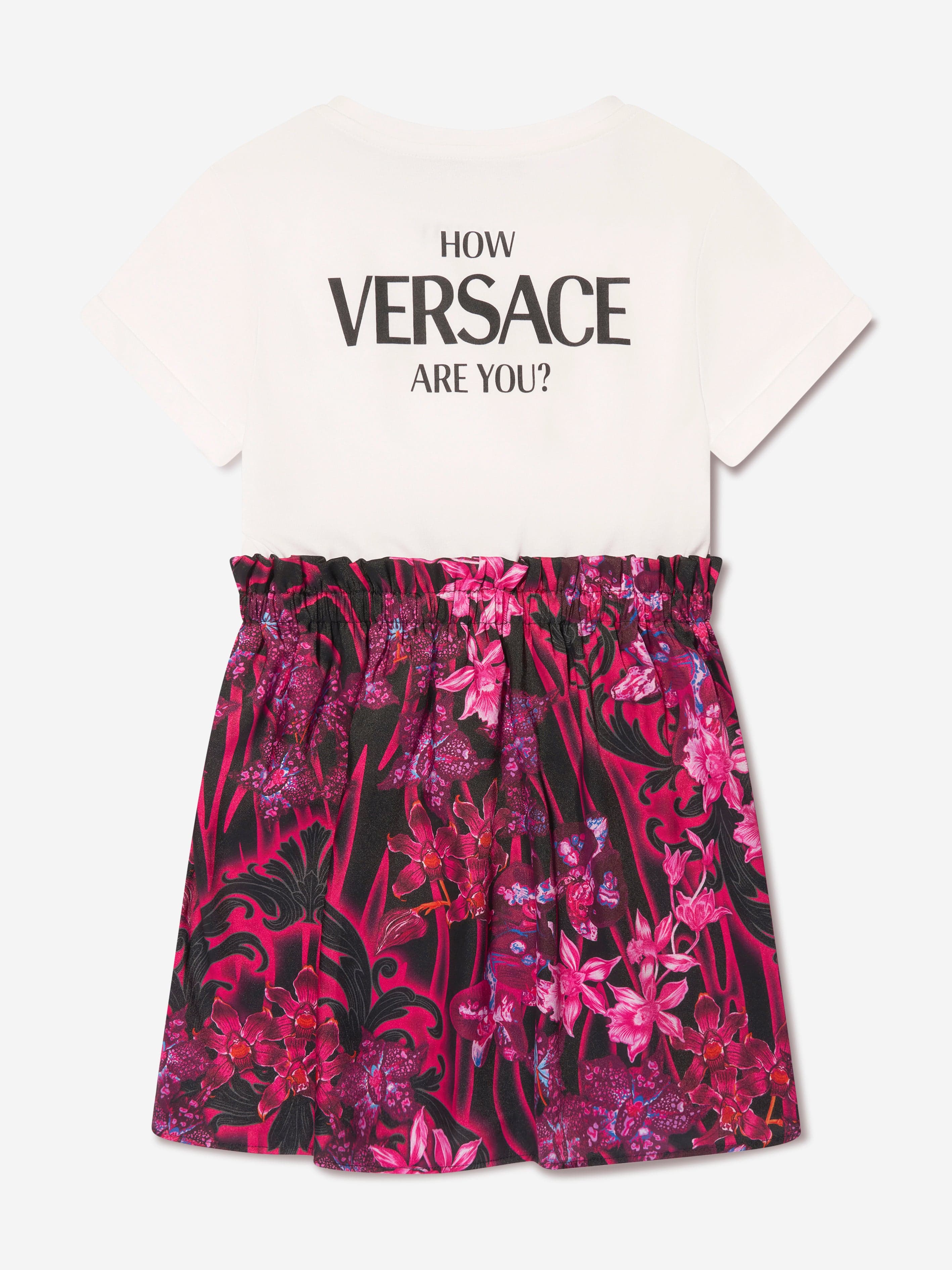 Versace Girls Logo Flower Dress in White