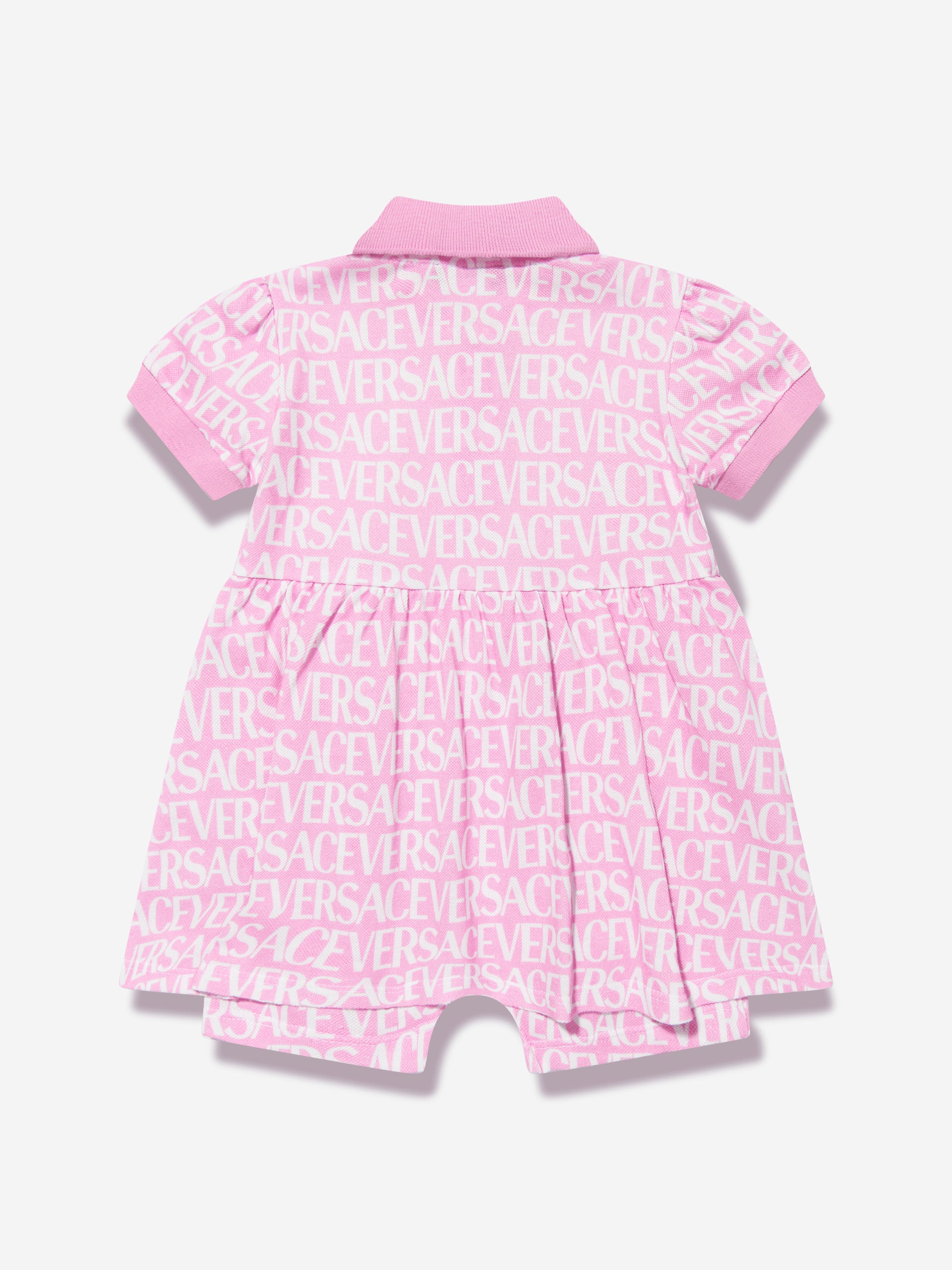 Versace Baby Girls Logo Romper Dress in Pink